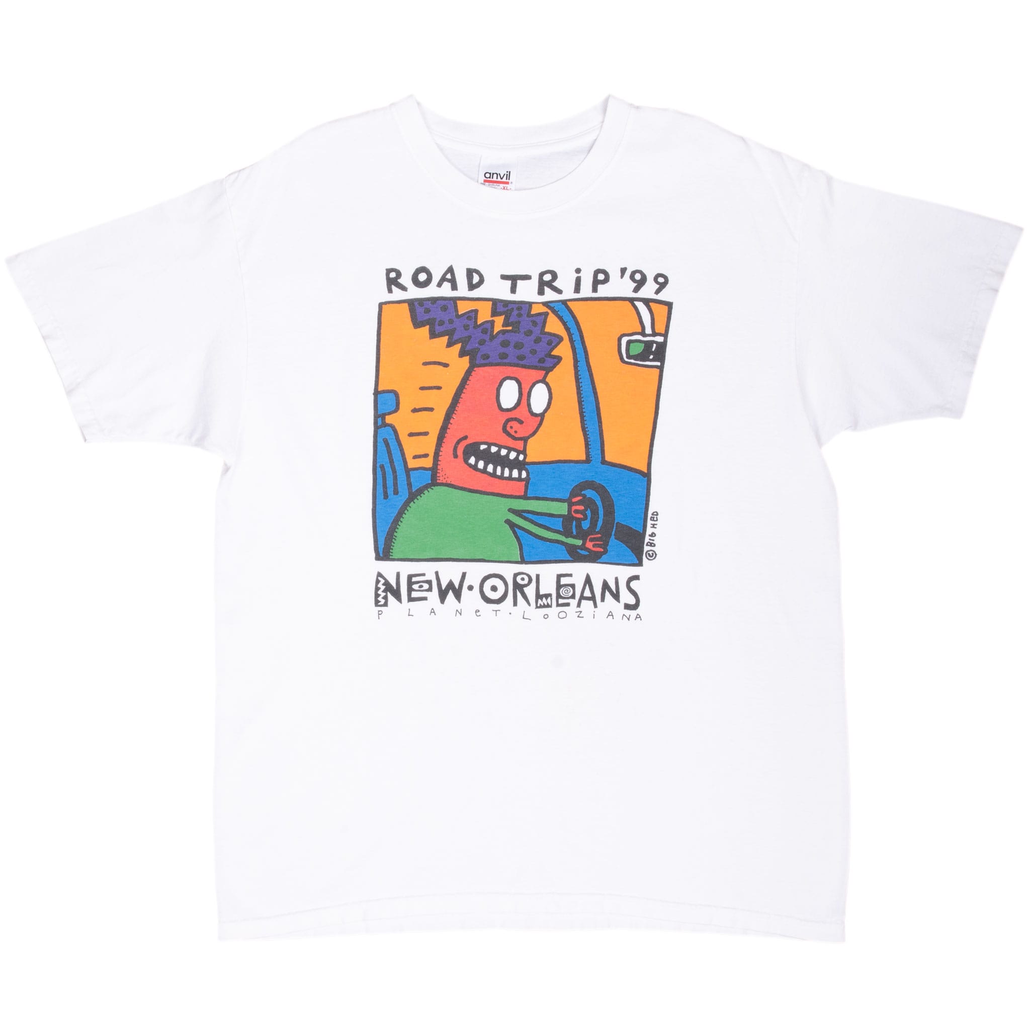 Vintage New Orleans Road Trip 1999 Big Hed Art Tee Shirt Size XL