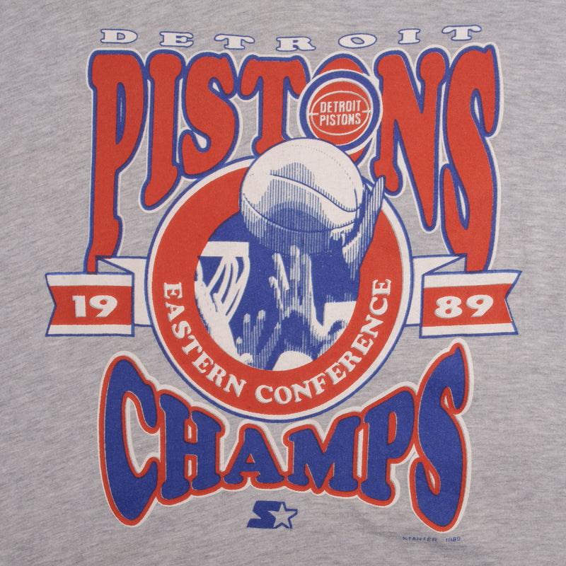 Vintage NBA Detroit Pistons Eastern Conference Champions 1989 Starter Tee Shirt Size Medium Made In USA With Single Stitch Sleeves.