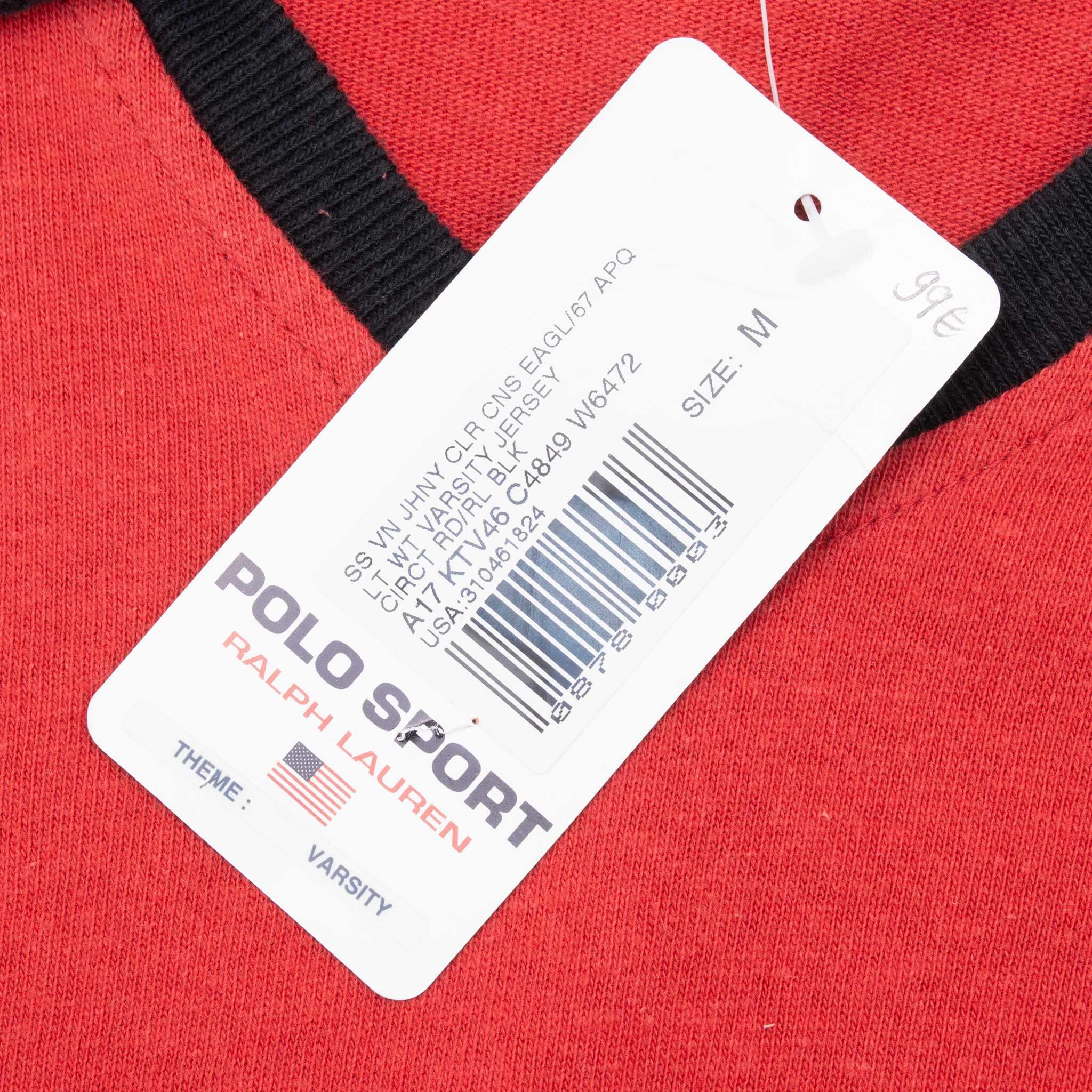 Vintage Ralph Lauren Polo Sport Red Polo Shirt 1990S Size Medium Deadstock