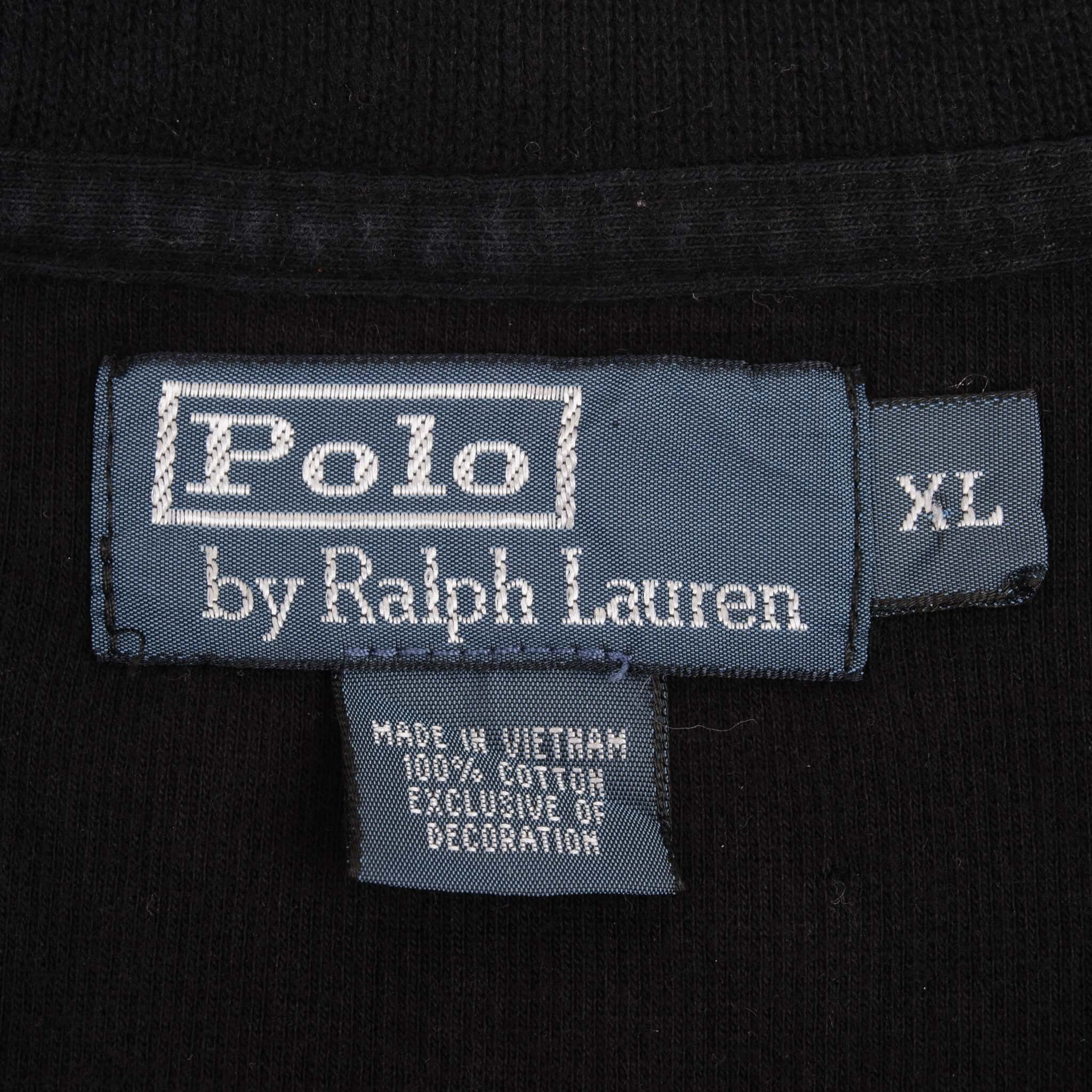 VINTAGE POLO RALPH LAUREN BLACK QUARTER 1/4 ZIP SWEATER 1990S SIZE XL