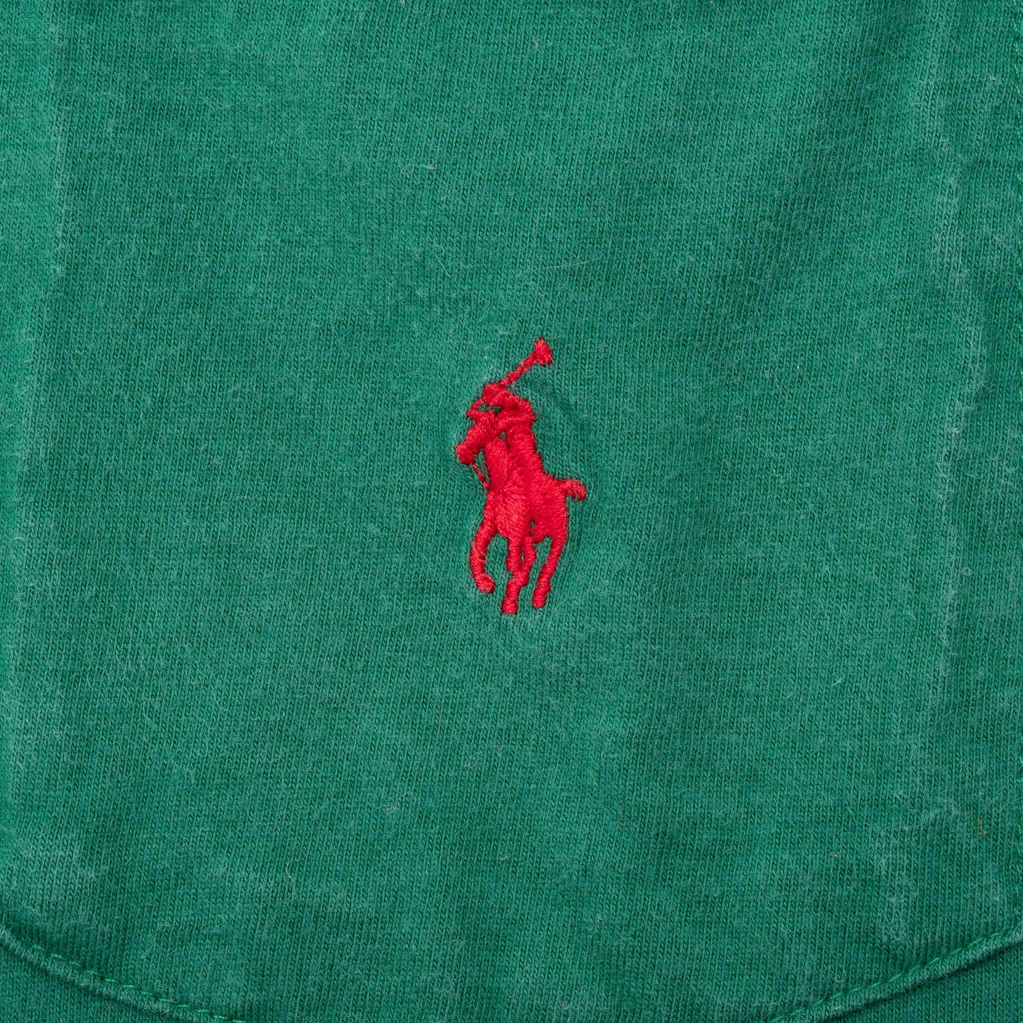 Vintage Polo Ralph Lauren Green Pocket Tee Shirt 1990S Size Large Made In Usa With Single Stitch Sleeves