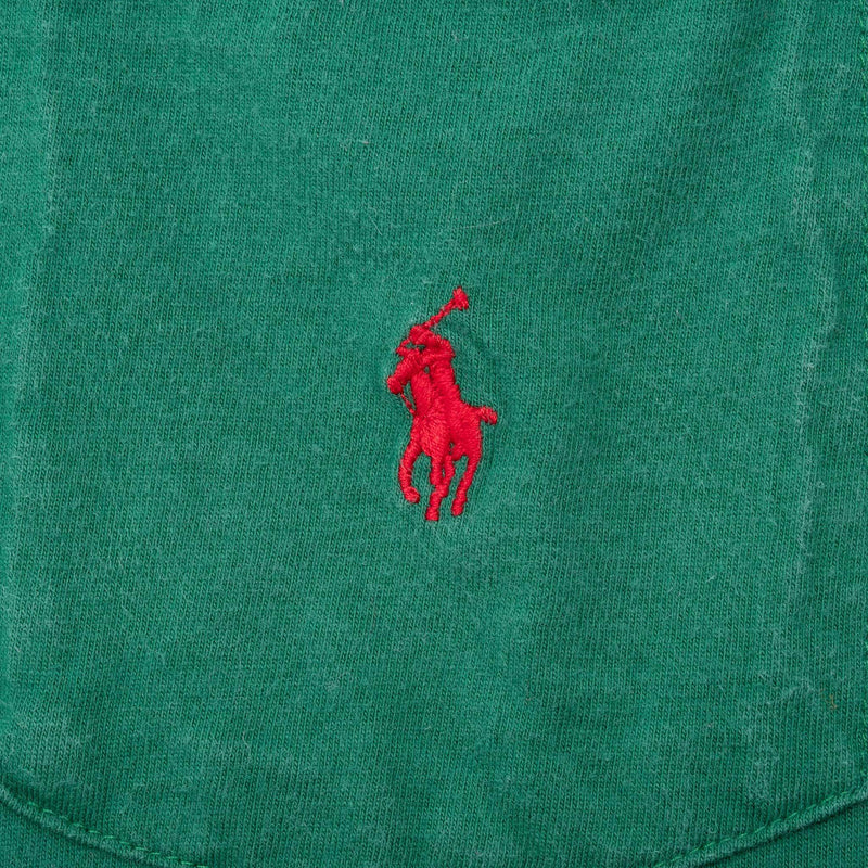 Vintage Polo Ralph Lauren Green Pocket Tee Shirt 1990S Size Large Made In Usa With Single Stitch Sleeves