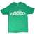 Full front view of green Kauai T-shirt with white hibiscus print