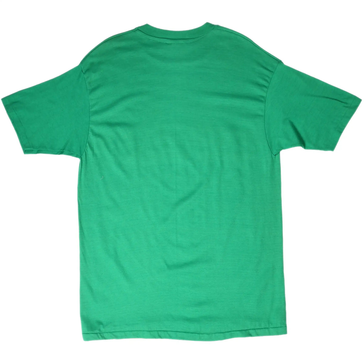 Back of plain green short-sleeve T-shirt