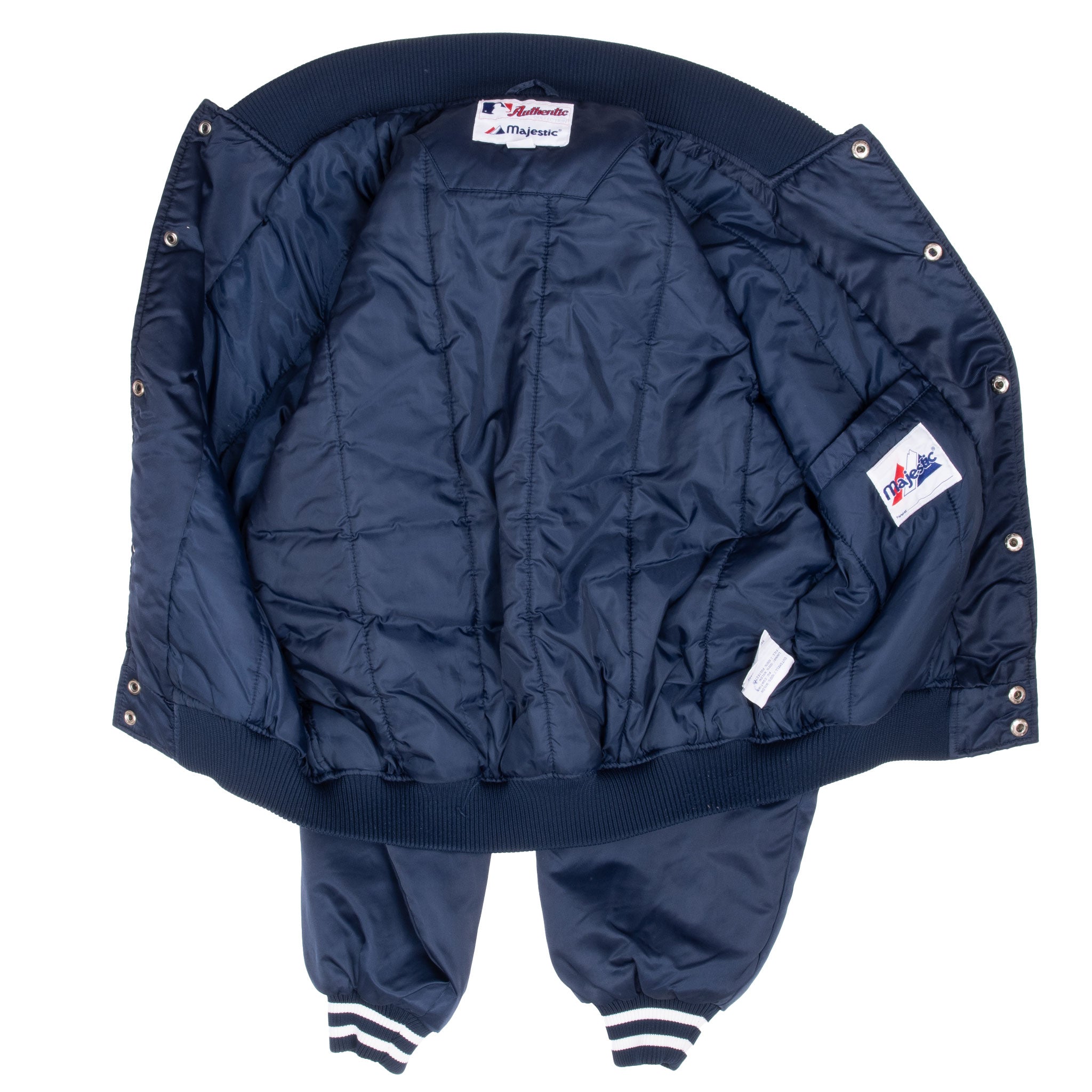 VINTAGE MLB NEW YORK YANKEES 1990S MAJESTIC BOMBER SATIN JACKET SMALL