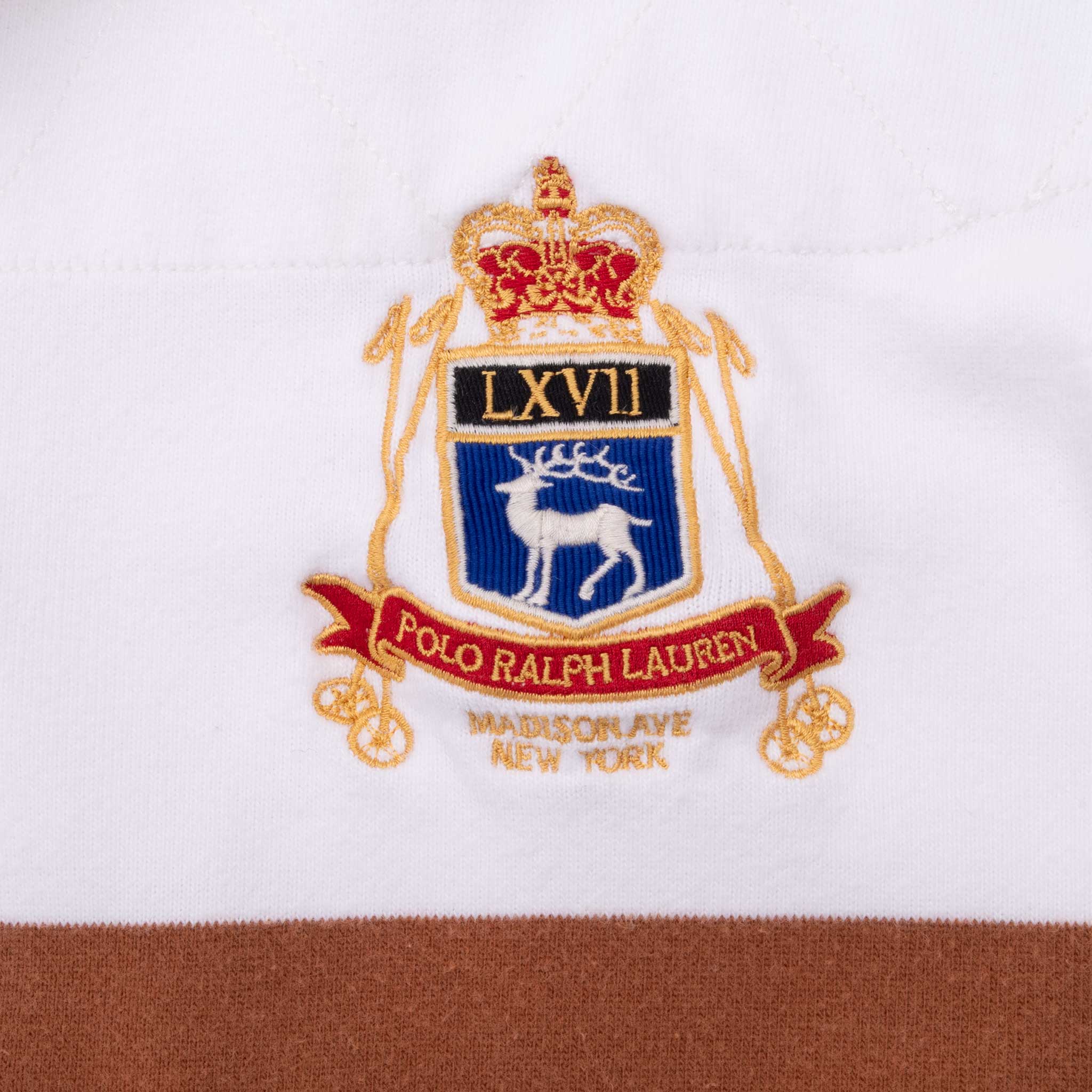 Vintage Ralph Lauren Madison Ave New York White Rugby Polo Shirt 1990S Size XL