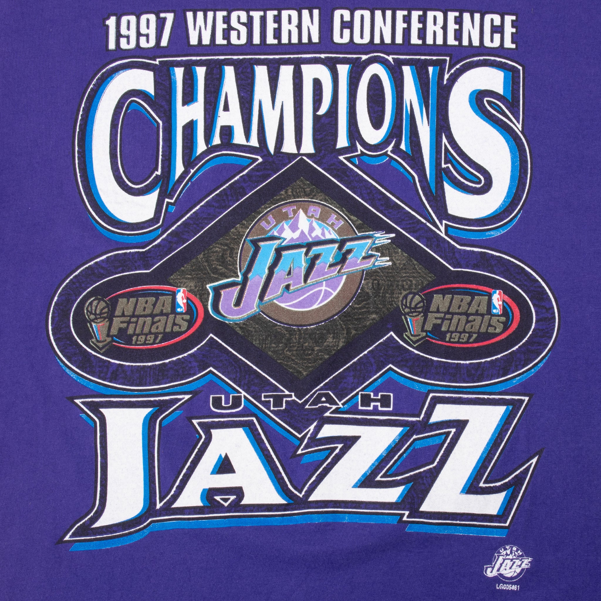 Vintage Nba Utah Jazz Western Champions 1997 Tee Shirt Size Large With Single Stitch Sleeves