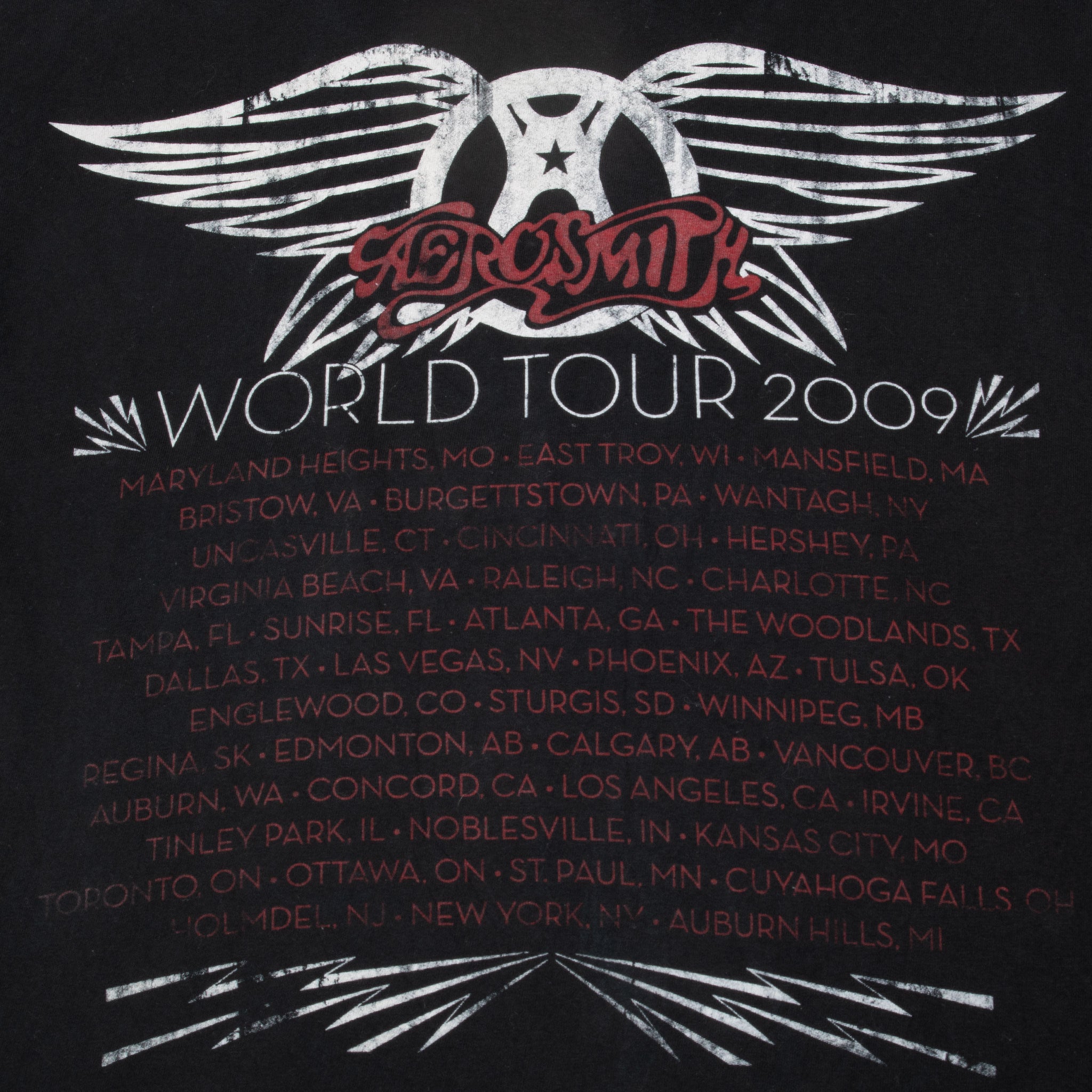 Vintage Aerosmith Tour 2009 All Over Print Tee Shirt Size Large