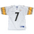 Full front of white Steelers #7 jersey with team chest logo and yellow striped sleeves