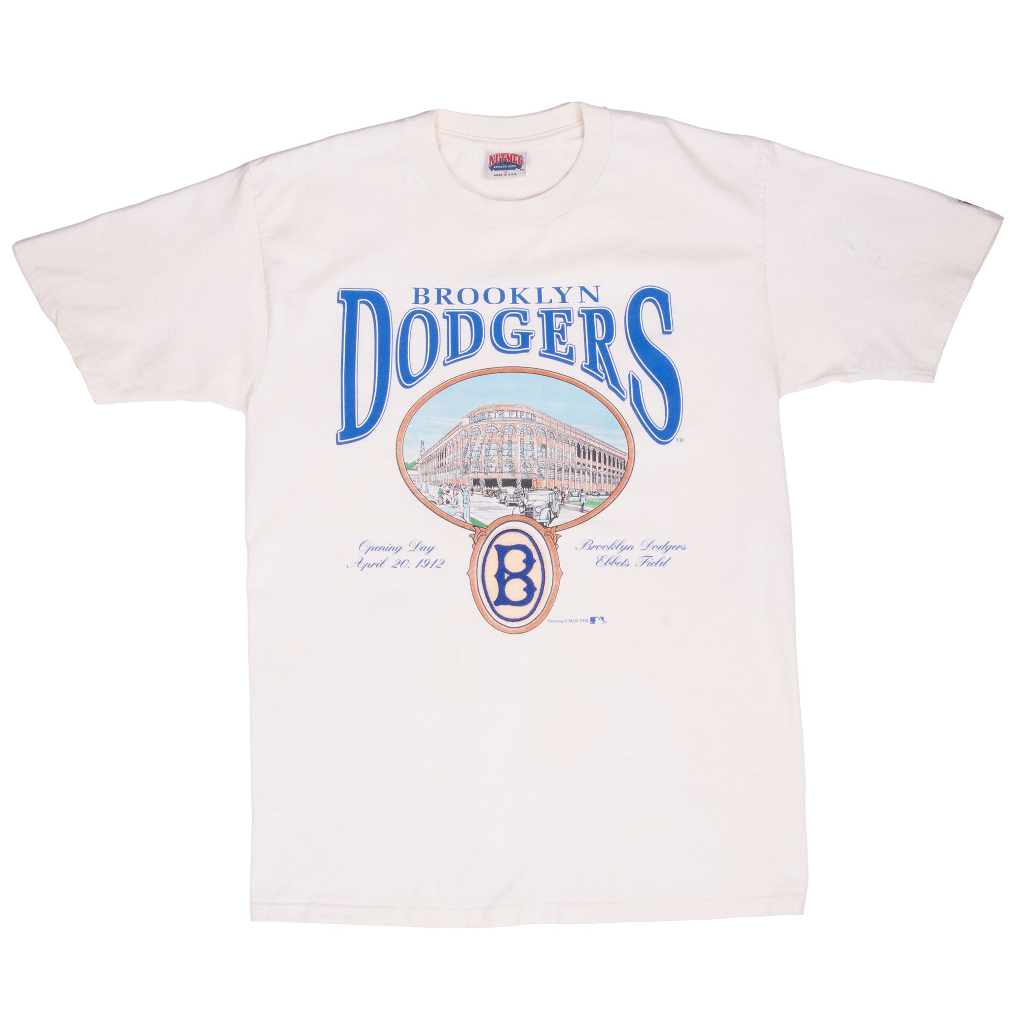 Vintage Mlb Brooklyn Dodgers Tee Shirt 1991 Size Large Made In Usa With Single Stitch Sleeves