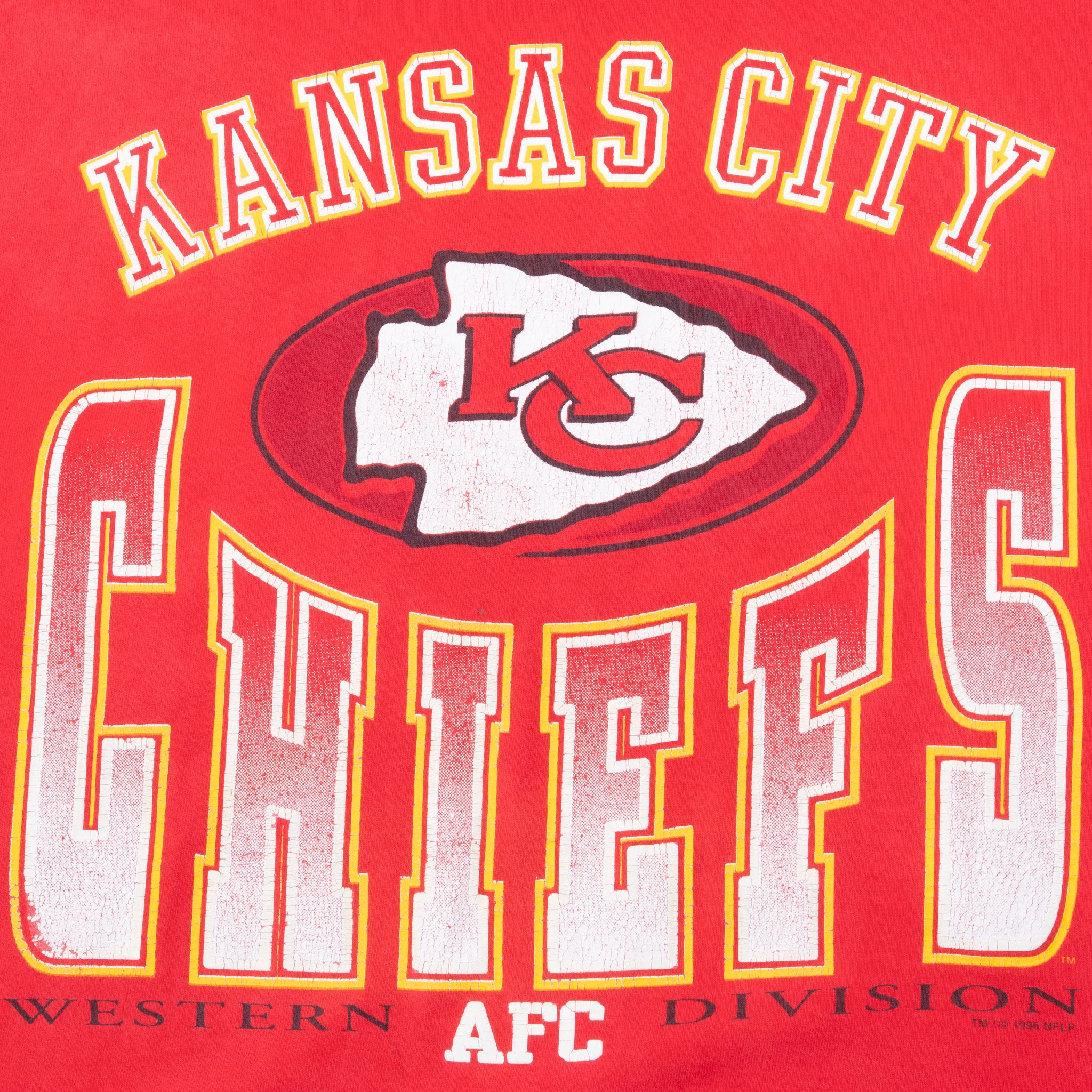 Vintage Nfl Kansas City Chiefs 1996 Tee Shirt Size XL With Single Stitch Sleeves