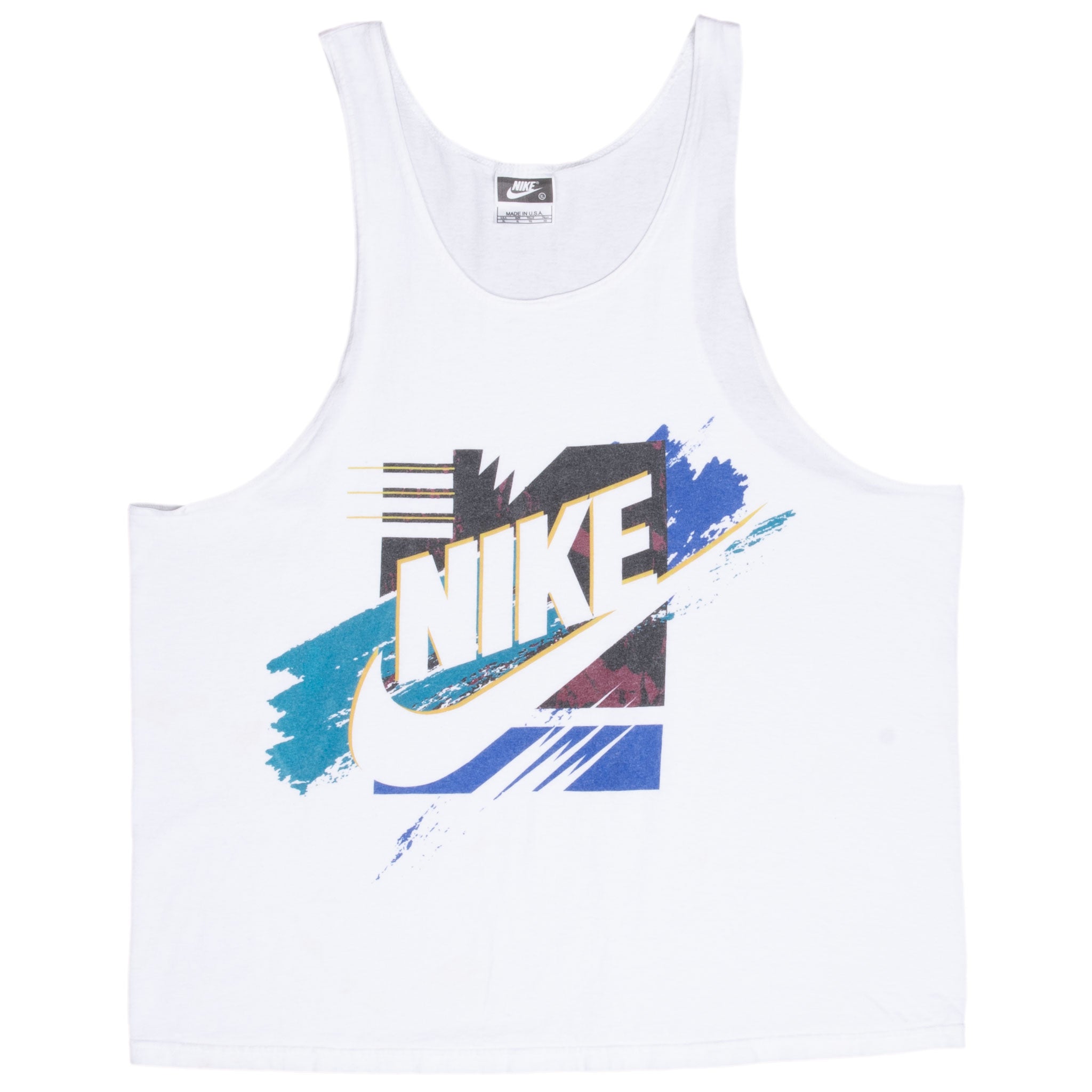 Vintage Nike Spellout White Tank Top Tee Shirt 1990S Size XL Made In Usa