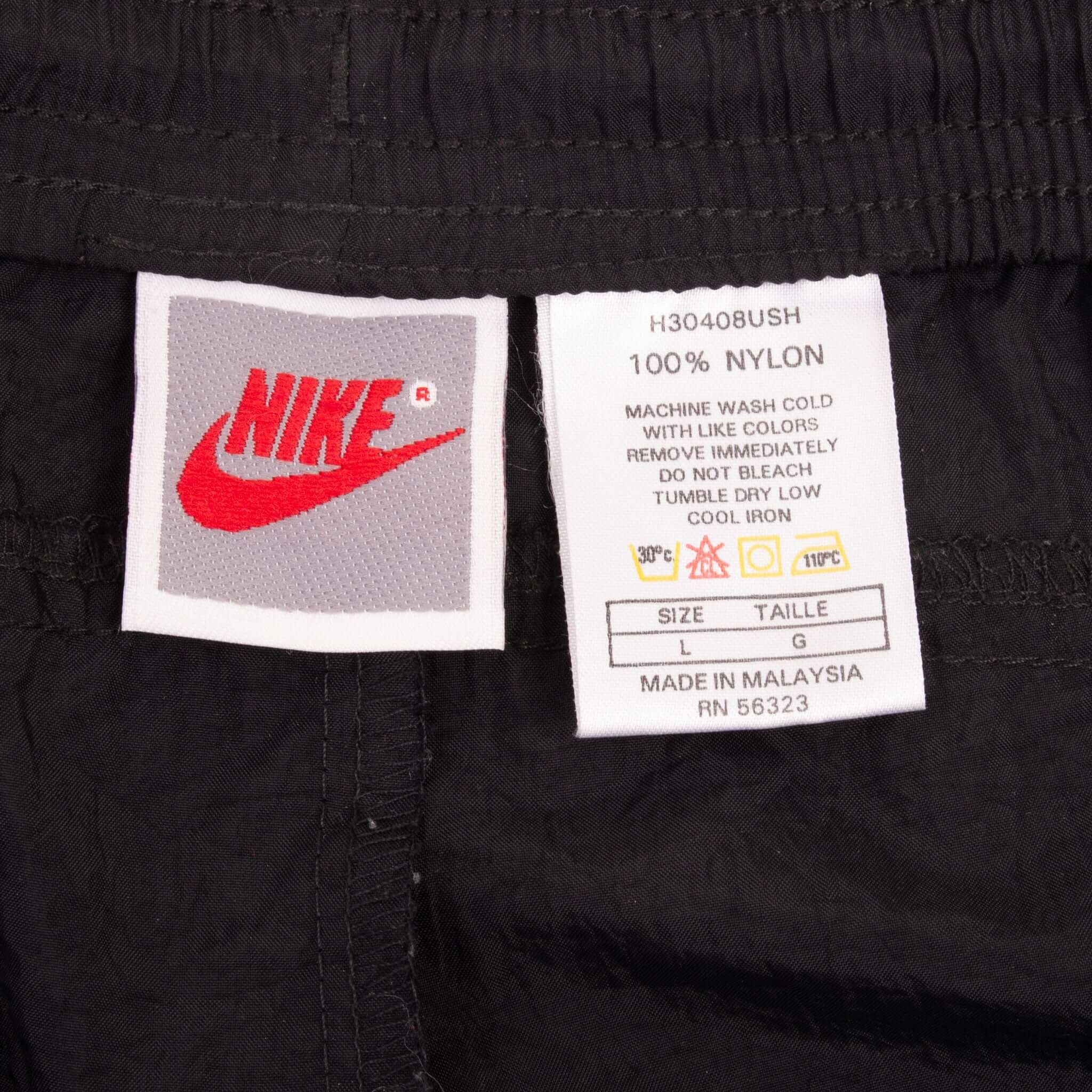 Vintage Nike Classic Swoosh Black Nylon Track Pants Early 1990S Size Large