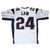 Back of white New England Patriots Reebok jersey with Law name and navy number 24