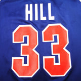 VINTAGE CHAMPION NBA DETROIT PISTONS HILL #33 JERSEY 1990s SIZE 44 MADE IN USA