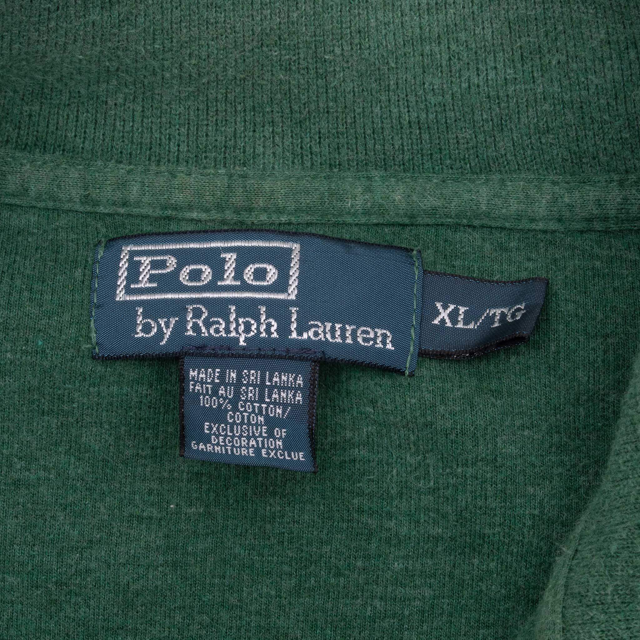 Vintage Polo Ralph Lauren Green Quarter 1/4 Zip Sweater 1990S Size XL
