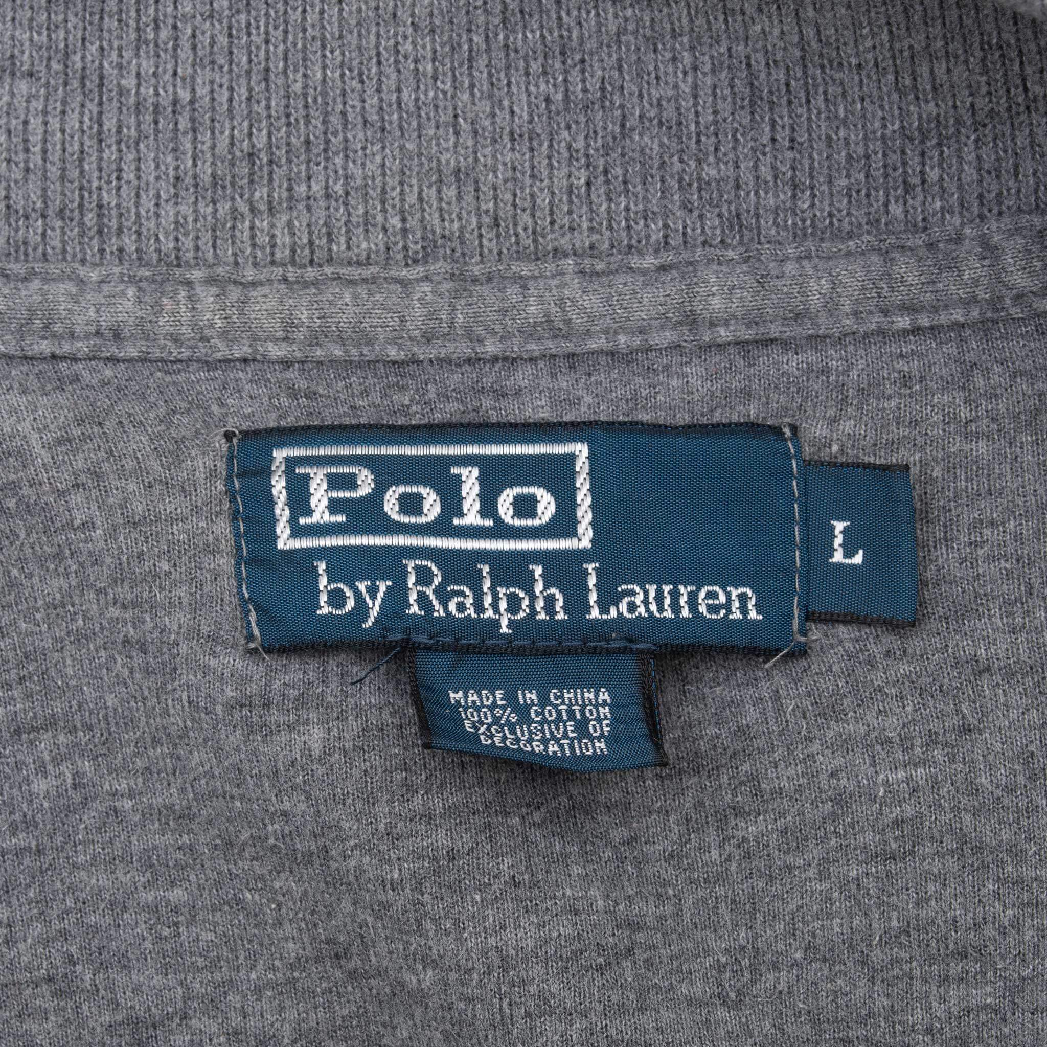 Vintage Polo Ralph Lauren Grey Quarter 1/4 Zip Sweater 1990S Size Large