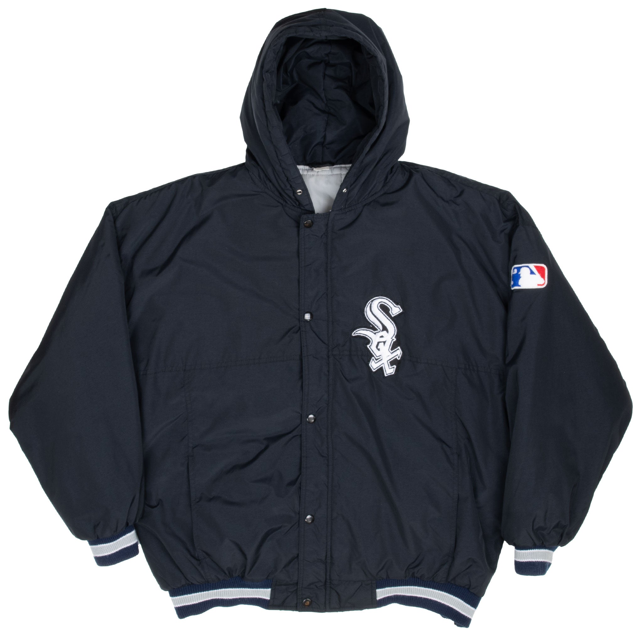 Vintage Mlb Chicago White Sox Hooded Heavy Windbreaker Jacket 1990S Size XL