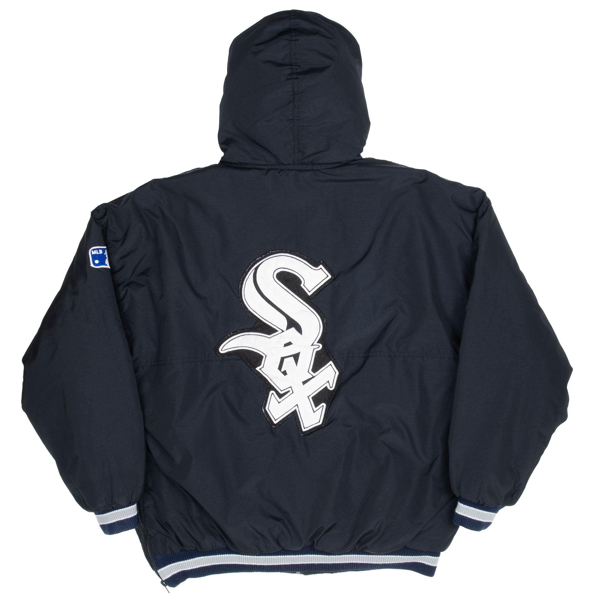 Vintage Mlb Chicago White Sox Hooded Heavy Windbreaker Jacket 1990S Size XL