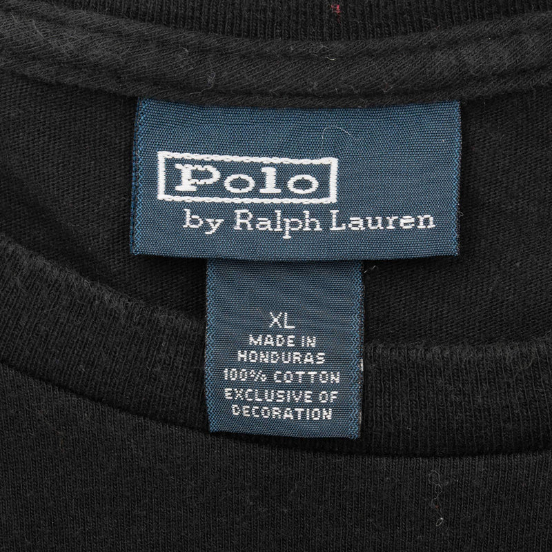 Vintage Polo Ralph Lauren Black Classic Tee Shirt 1990S Size XL With Single Stitch Sleeves