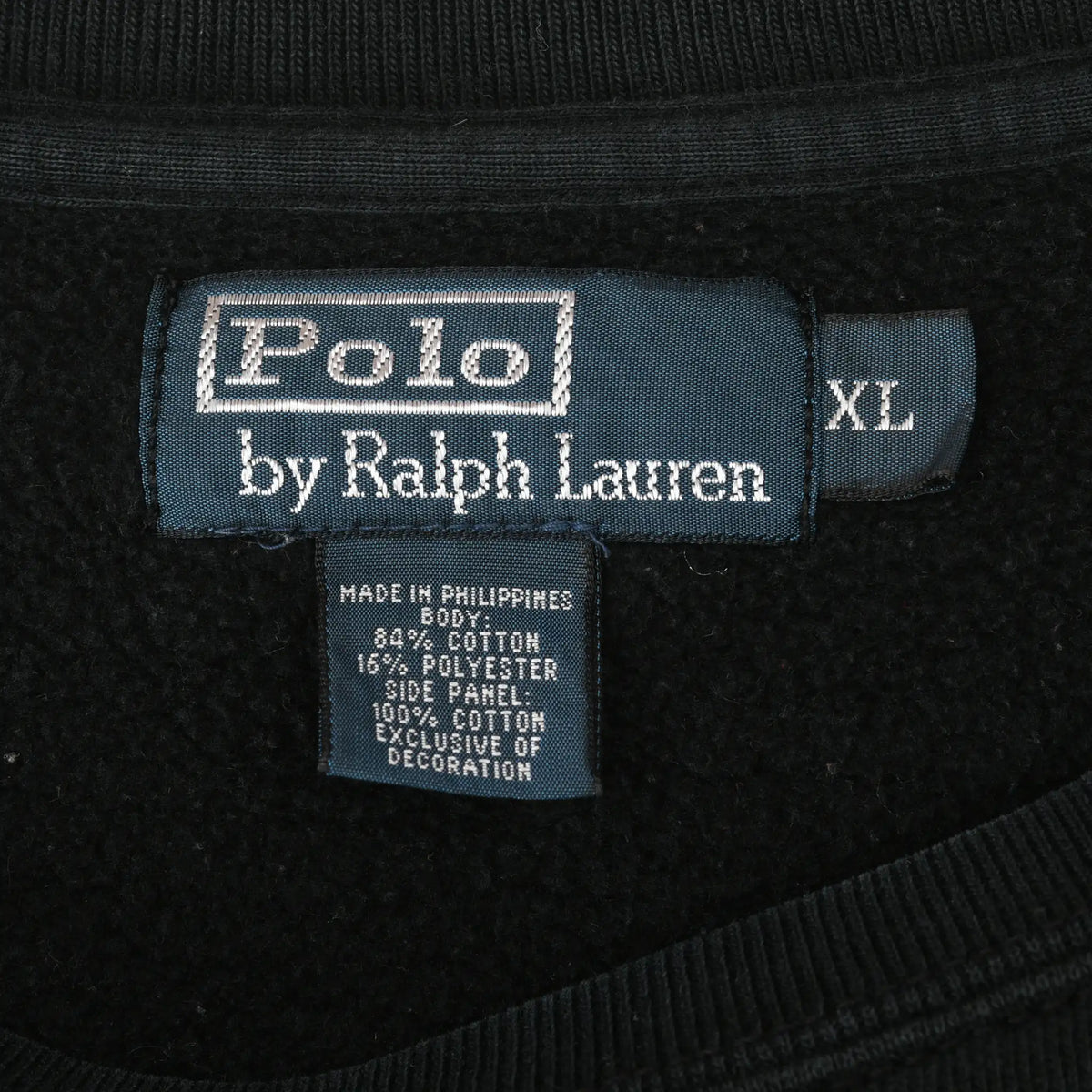Vintage Ralph Lauren Classic Black Crewneck Sweatshirt 1990s Size XL