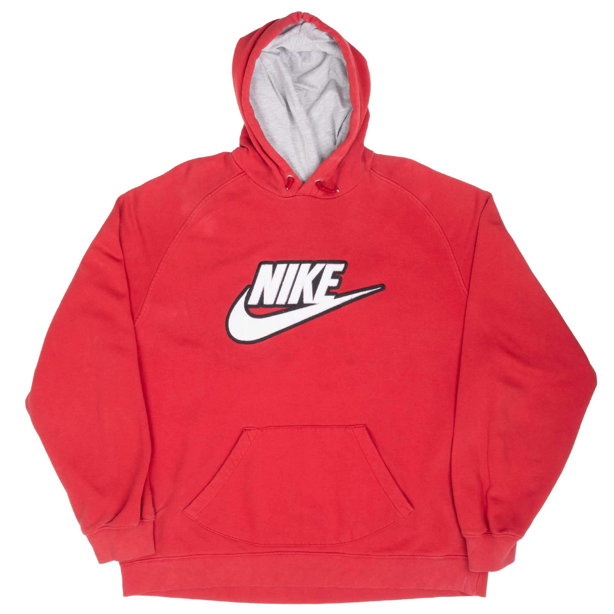 Vintage Nike Spellout Orange Hoodie Sweatshirt 2000S Size 2XL