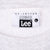 Close-up of Lee Cross Grain large neck label on gray sweatshirt