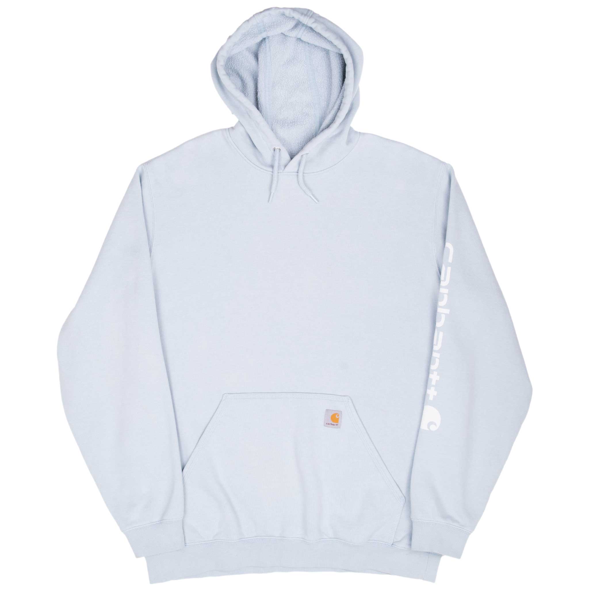 Vintage Carhartt Light Blue Hoodie Sweatshirt 2000S Size XL Tall