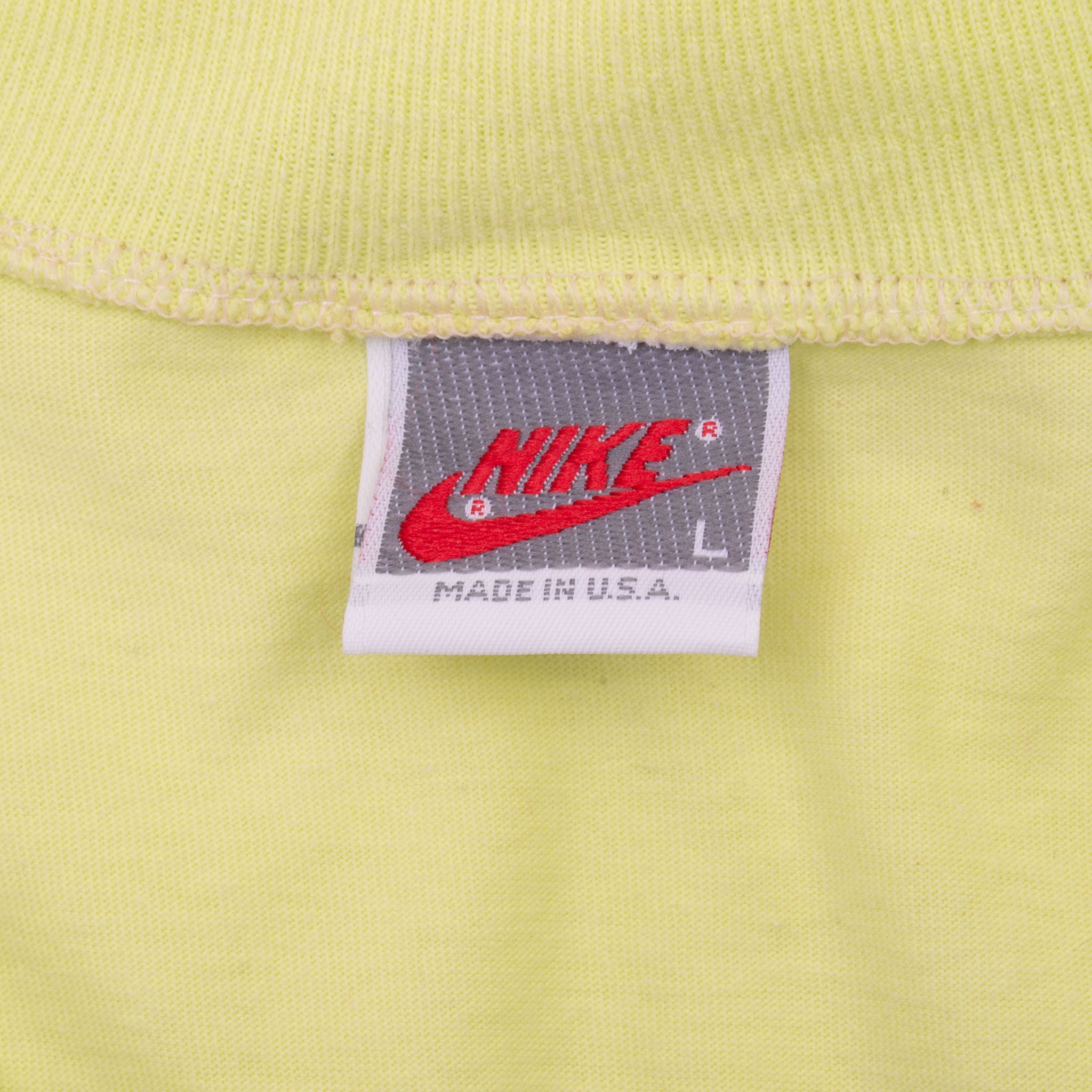 Vintage Nike Lime Cycling Jersey Tee Shirt 1980S Size Medium Made In USA