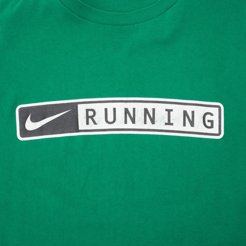 Vintage Nike Running Green Tee Shirt 1990S Size Medium Made In Usa