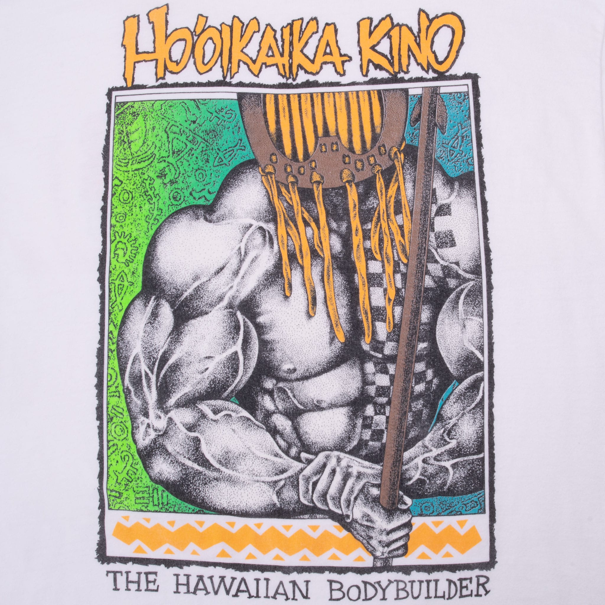 Vintage Hawaii Island Warior Ho'oikaika Kino Bodybuilding Tee Shirt 1990S Medium Made In Usa With Single Stitch Sleeves