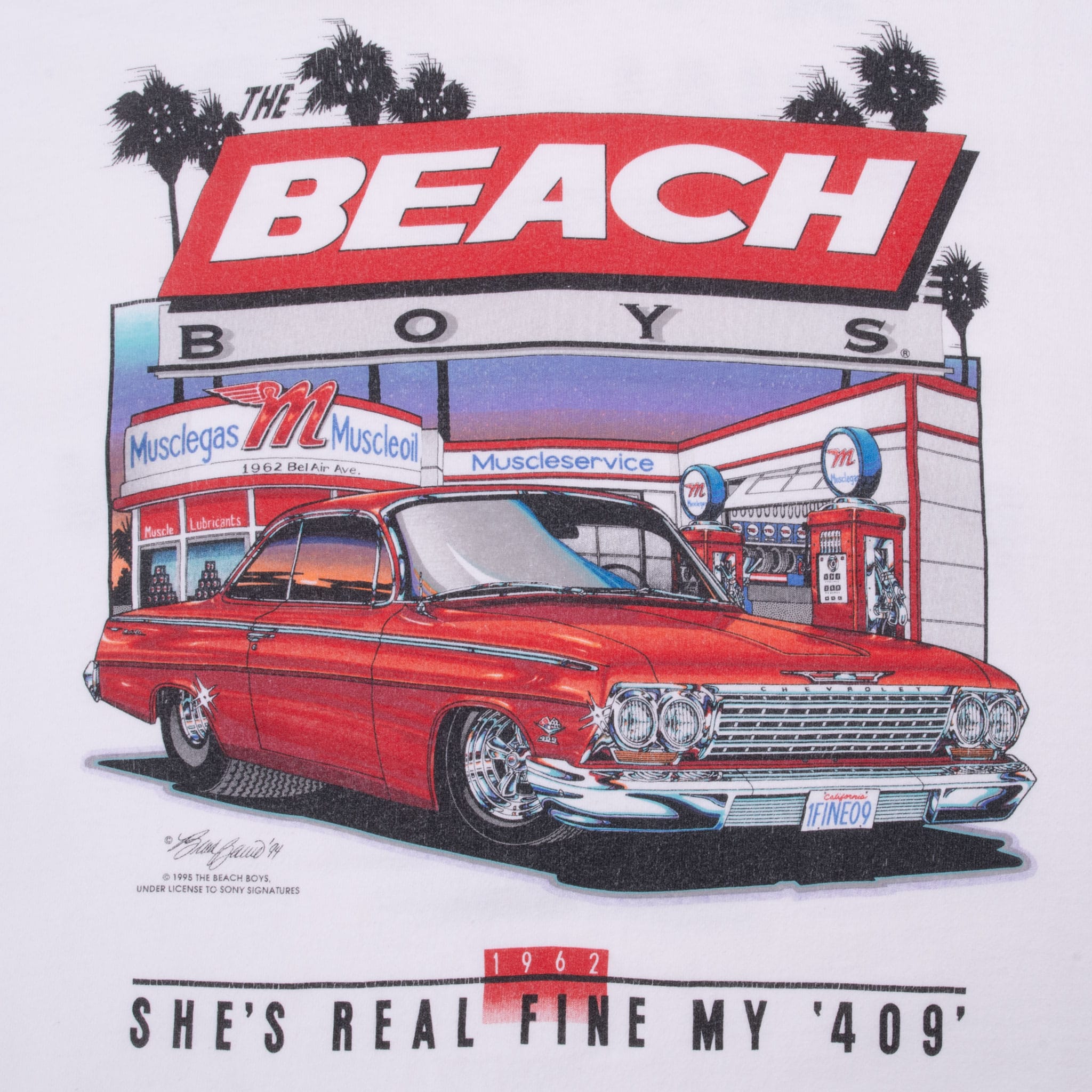 Vintage Beach Boys She's Real Fine My 409 Tee Shirt 1995 Size 2Xl Made In Usa With Single Stitch Sleeves