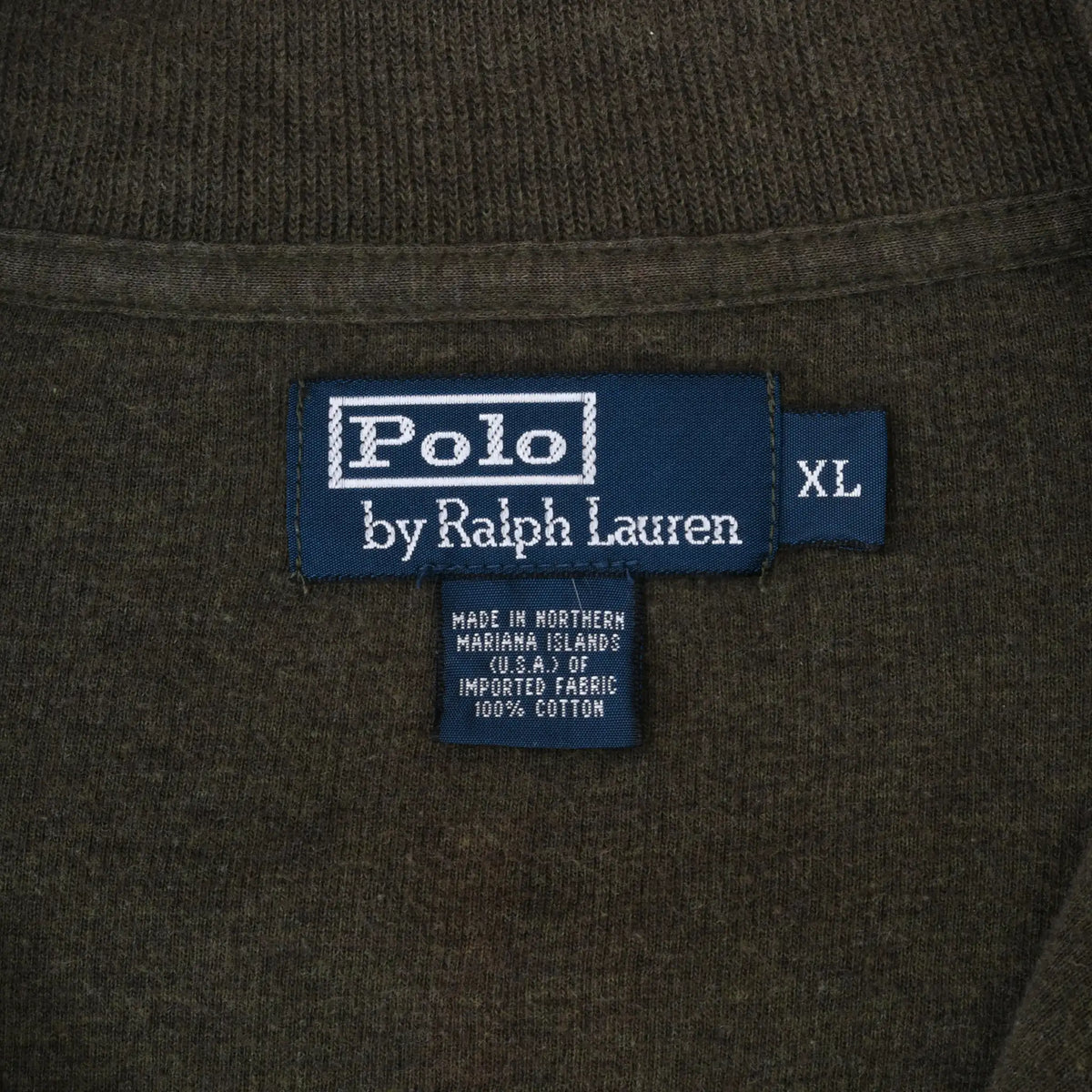 Polo by Ralph Lauren XL neck label with 100% cotton care tag