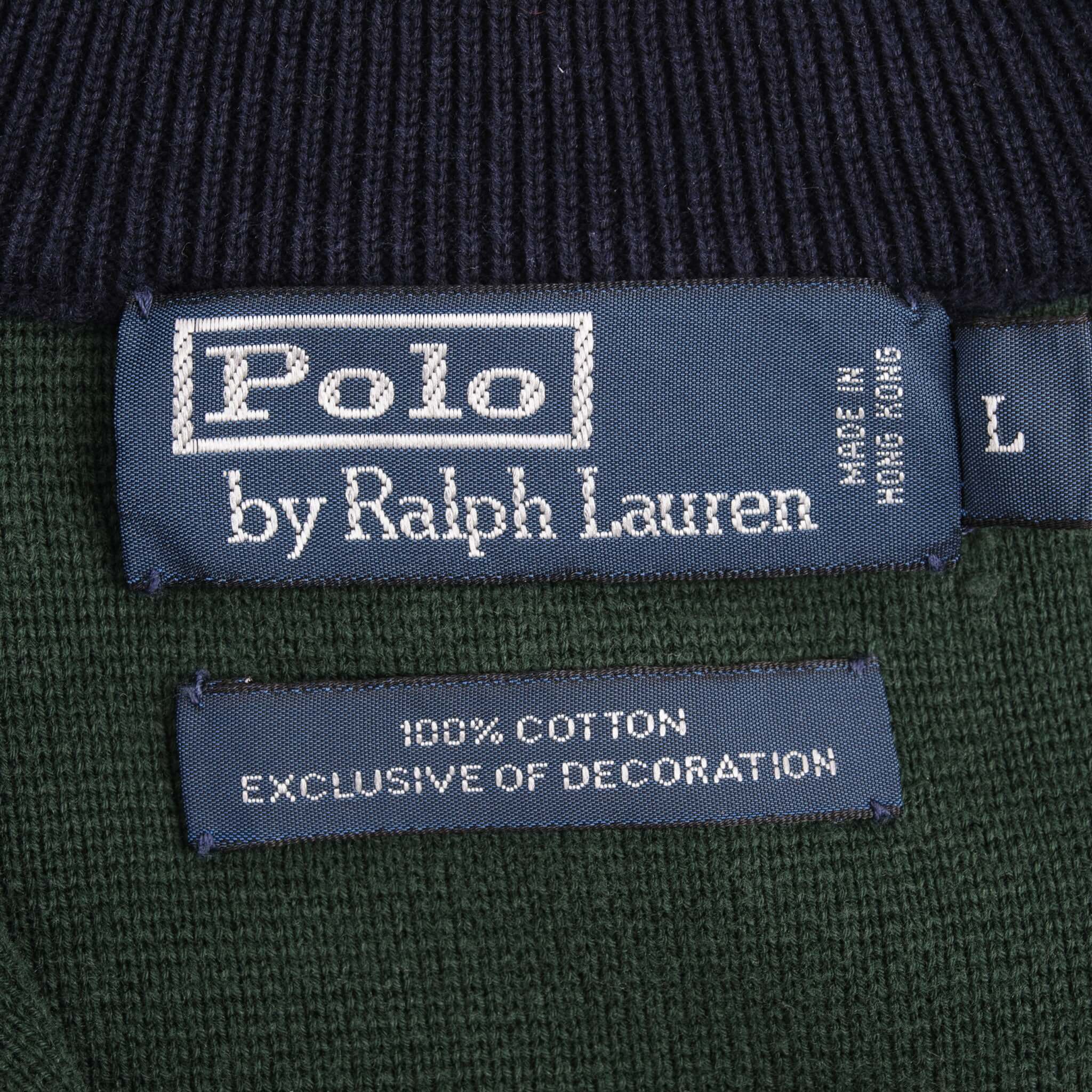 Vintage Polo Ralph Lauren Green Rlpc Quarter 1/4 Zip Sweater 1990S Size LargeVintage Polo Ralph Lauren Green Rlpc Quarter 1/4 Zip Sweater 1990S Size Large