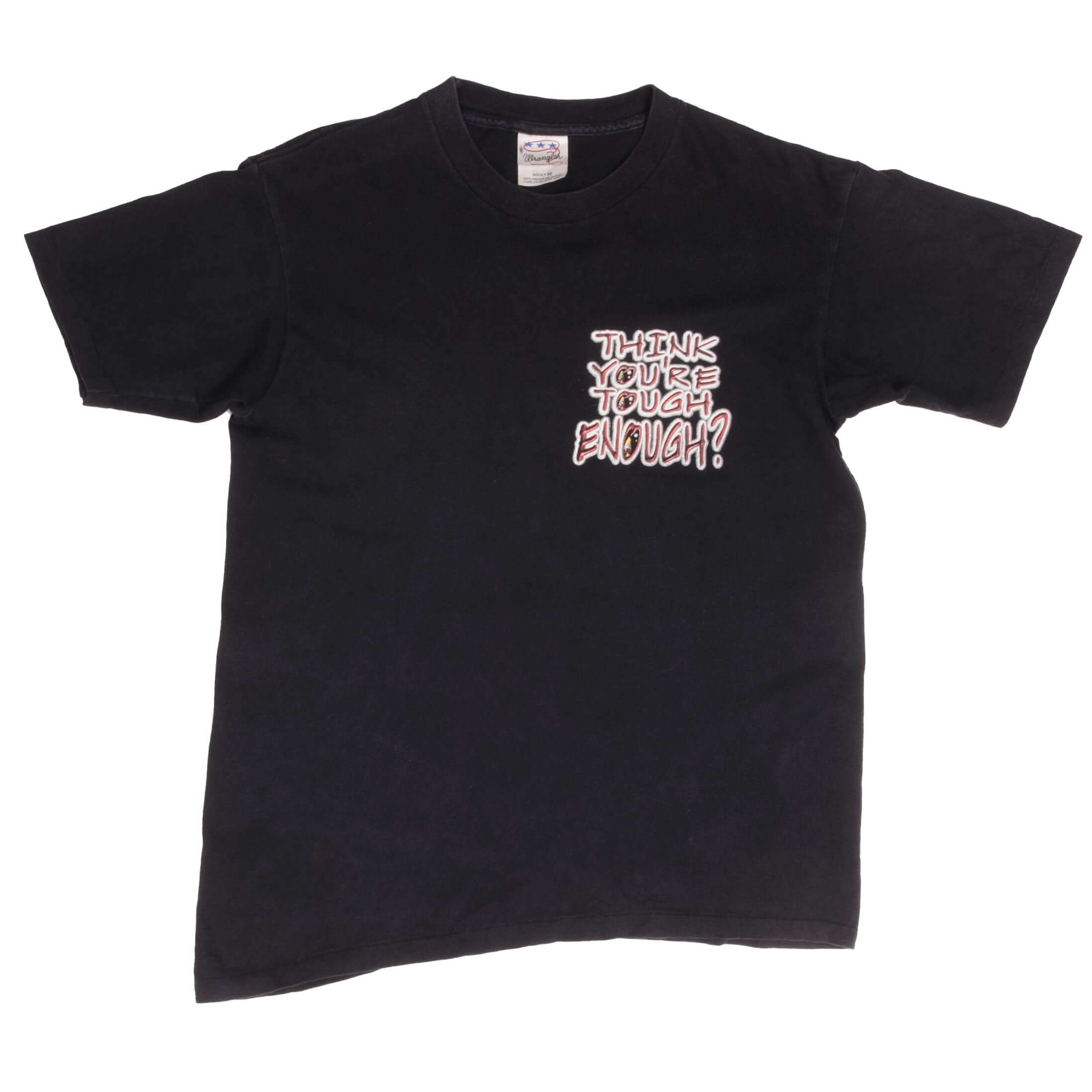 Vintage Wrangler Think You're Tough Enough Bull Tee Shirt Size Medium Made In USA With Single Stitch Sleeves