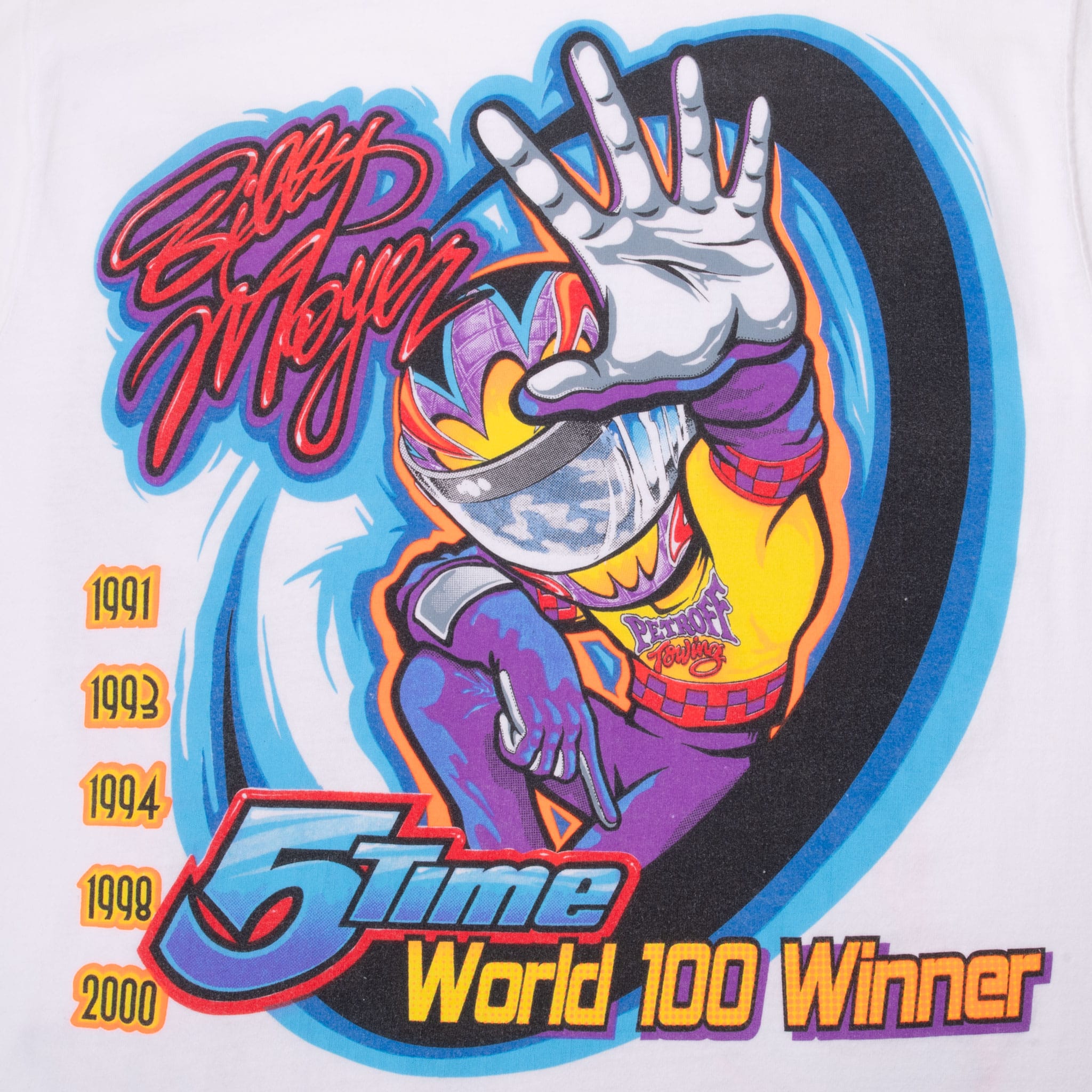 Vintage Racing Billy Moyer 5 Time World 100 Winner Tee Shirt 2000 Size Medium