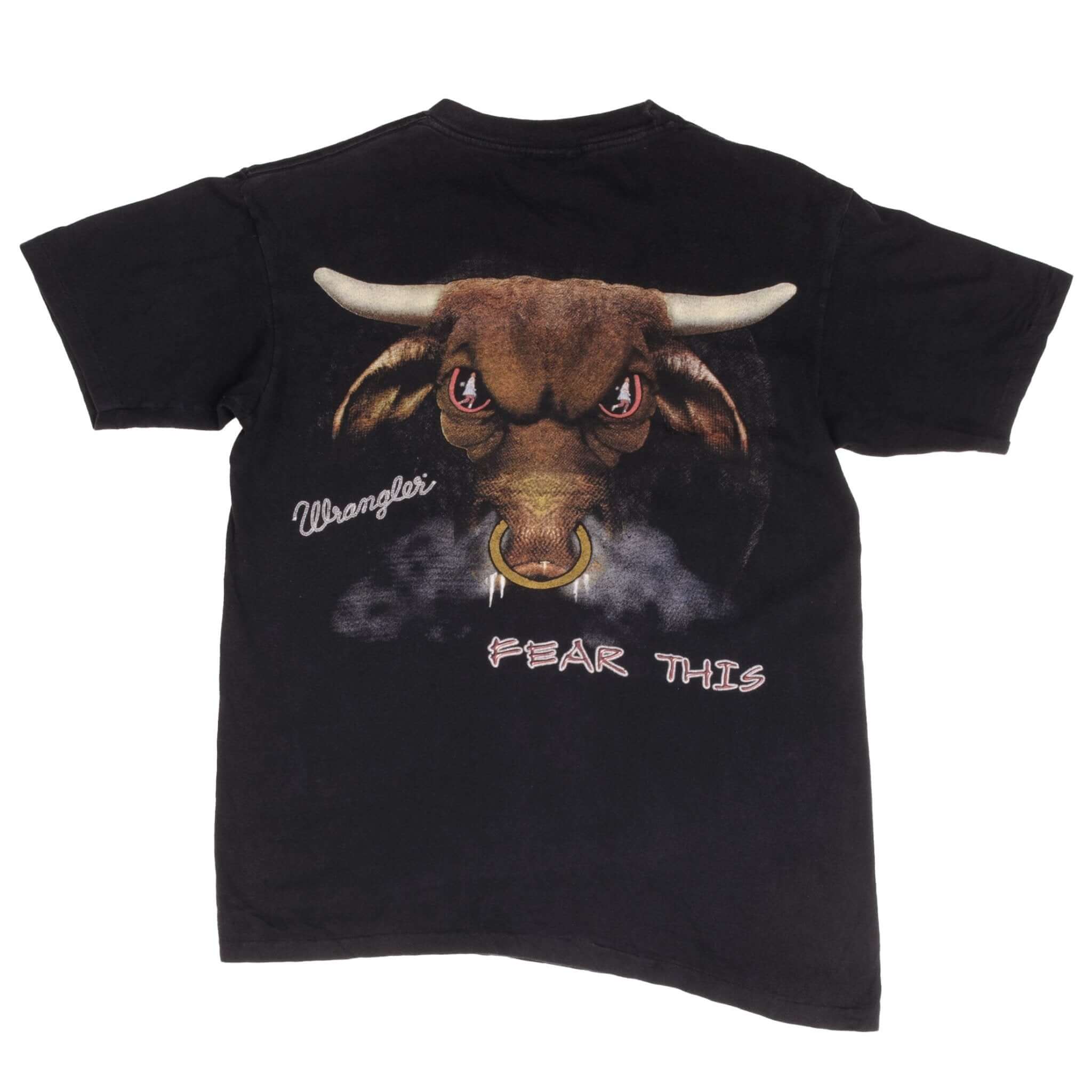 Vintage Wrangler Think You're Tough Enough Bull Tee Shirt Size Medium Made In USA With Single Stitch Sleeves