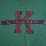 Vintage University Of Kansas Heavyweight Russell Green Sweatshirt 1990S Size Large Made In Usa