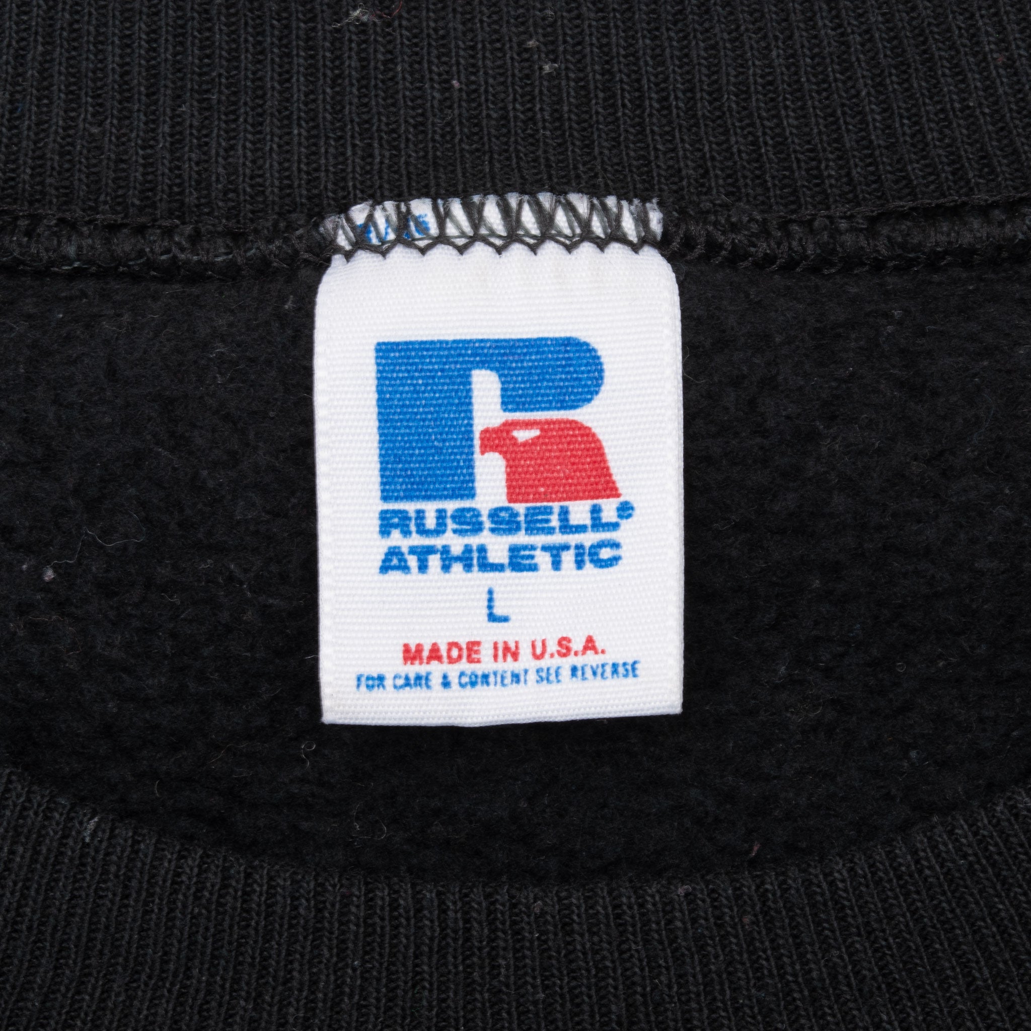 Vintage Russell Athletic Black Blank Sweatshirt 1990S Size Large Made In Usa