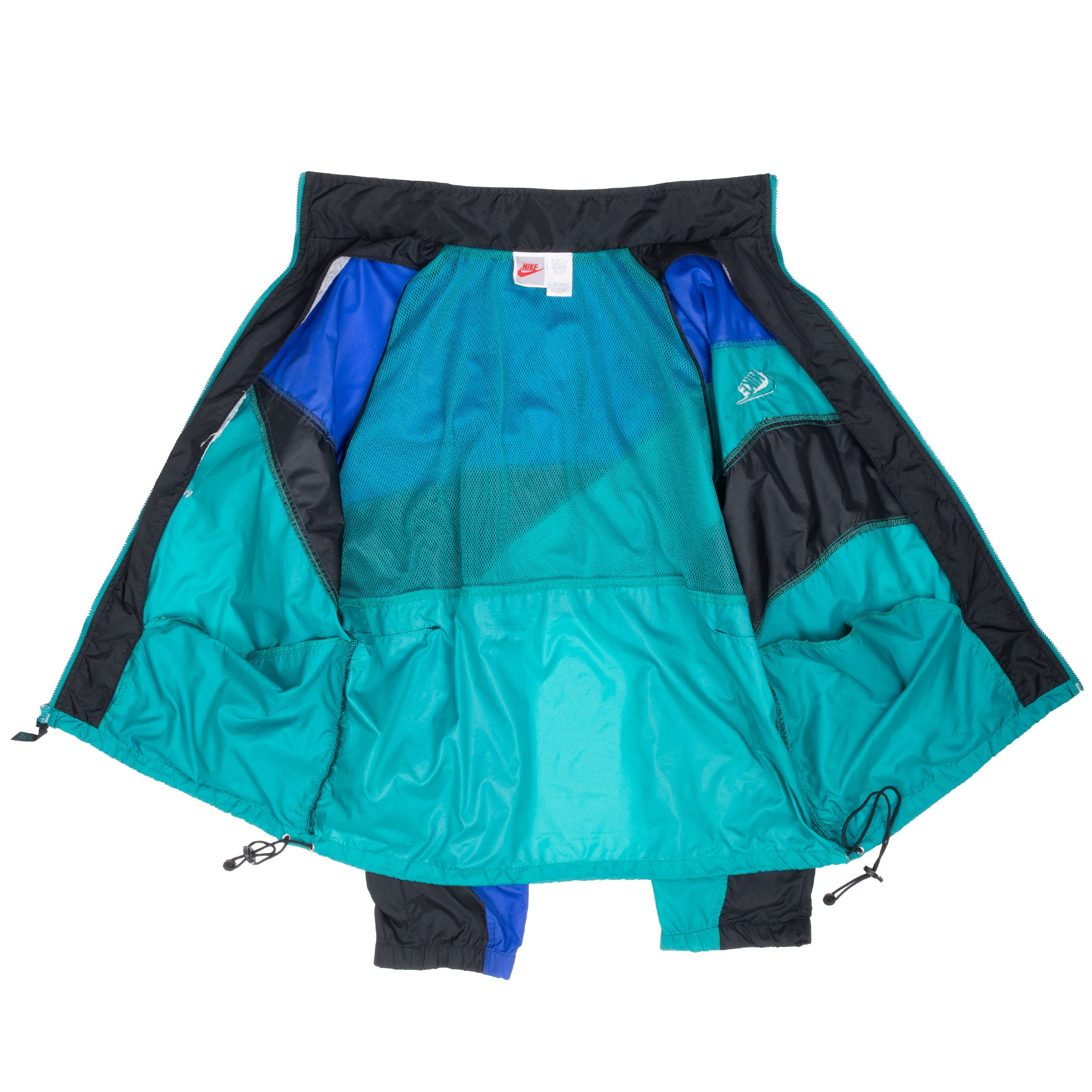 Vintage Nike Teal Blue Black Windbreaker Jacket Late 1980S Size Large
