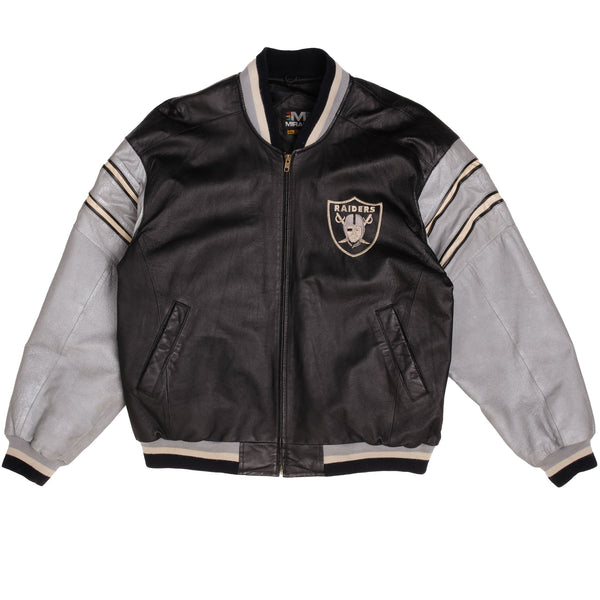 Vintage NFL Los Angeles Raiders Leather Jacket 1990S Size 2XL