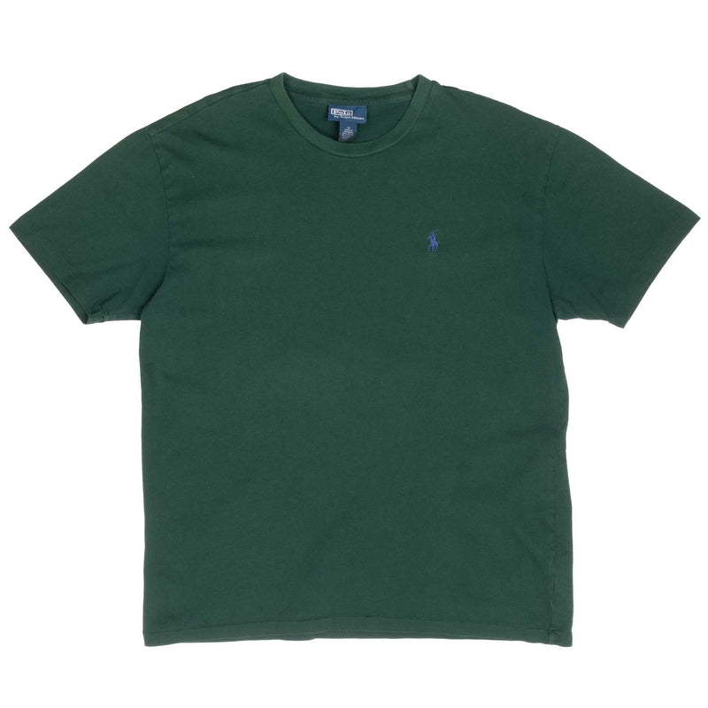 Vintage Polo Ralph Lauren Green Classic Tee Shirt 1990S Size Medium With Single Stitch Sleeves