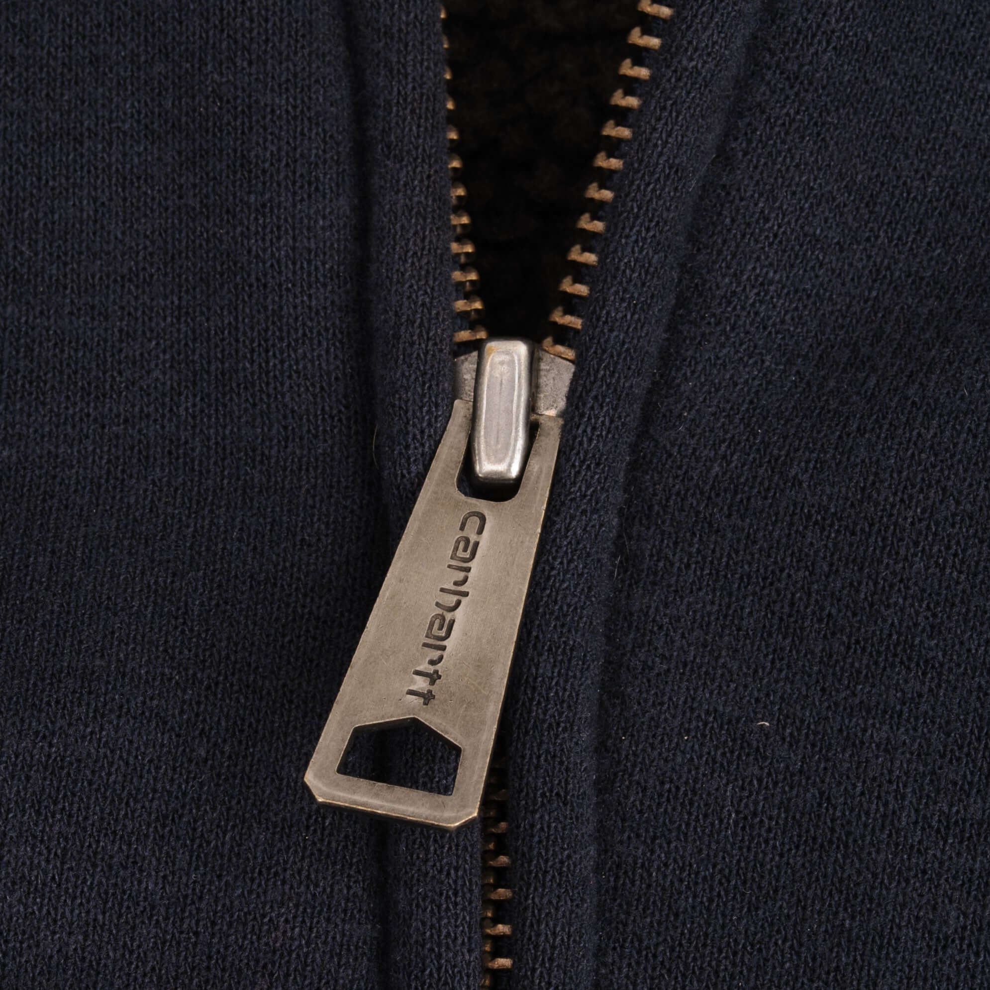 Vintage Carhartt Sherpa Lined Full Zip Navy Hoodie Sweatshirt Size XL