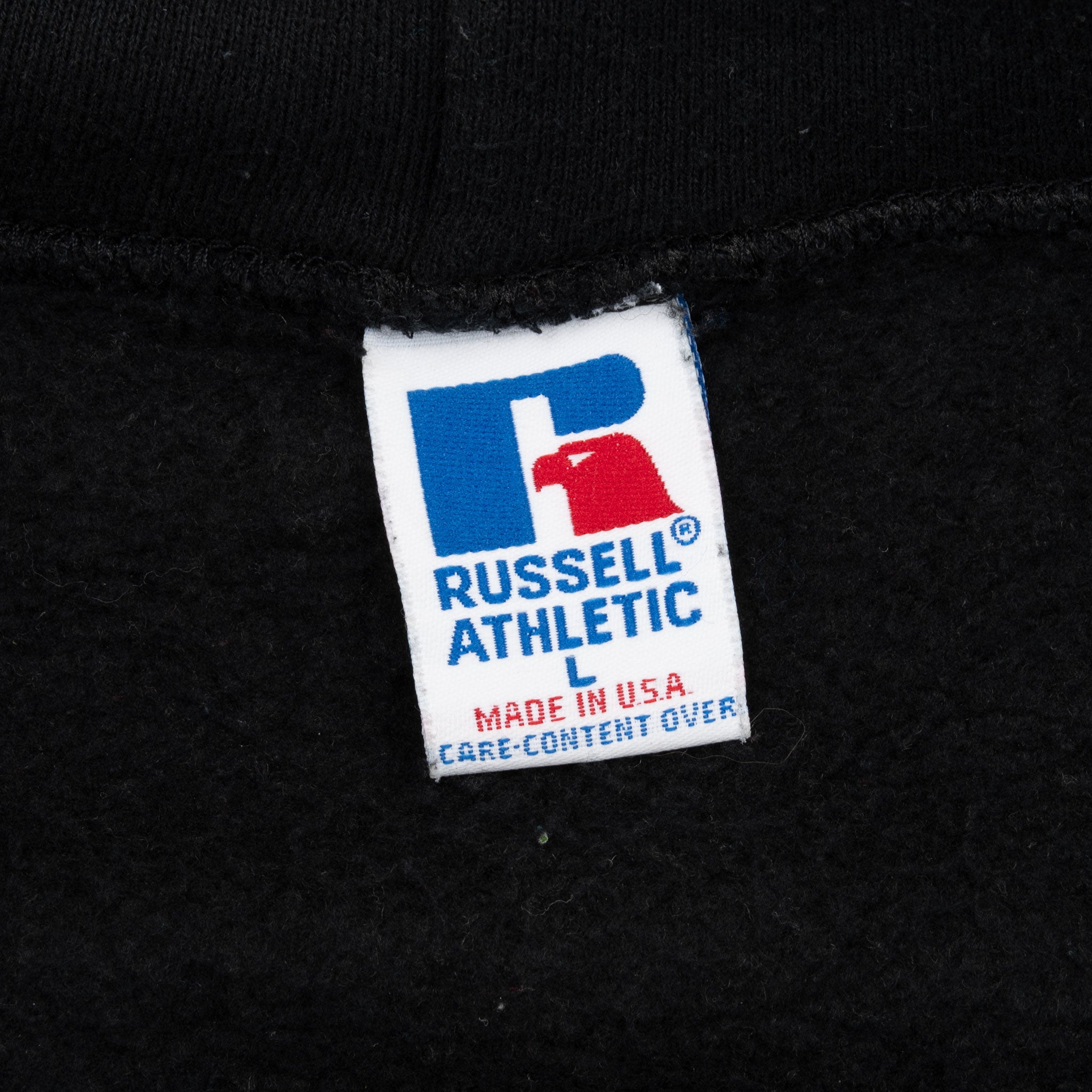 Vintage Russell Athletic Blank Black Full Zip Hoodie Sweatshirt 1990S Size Large Made In Usa