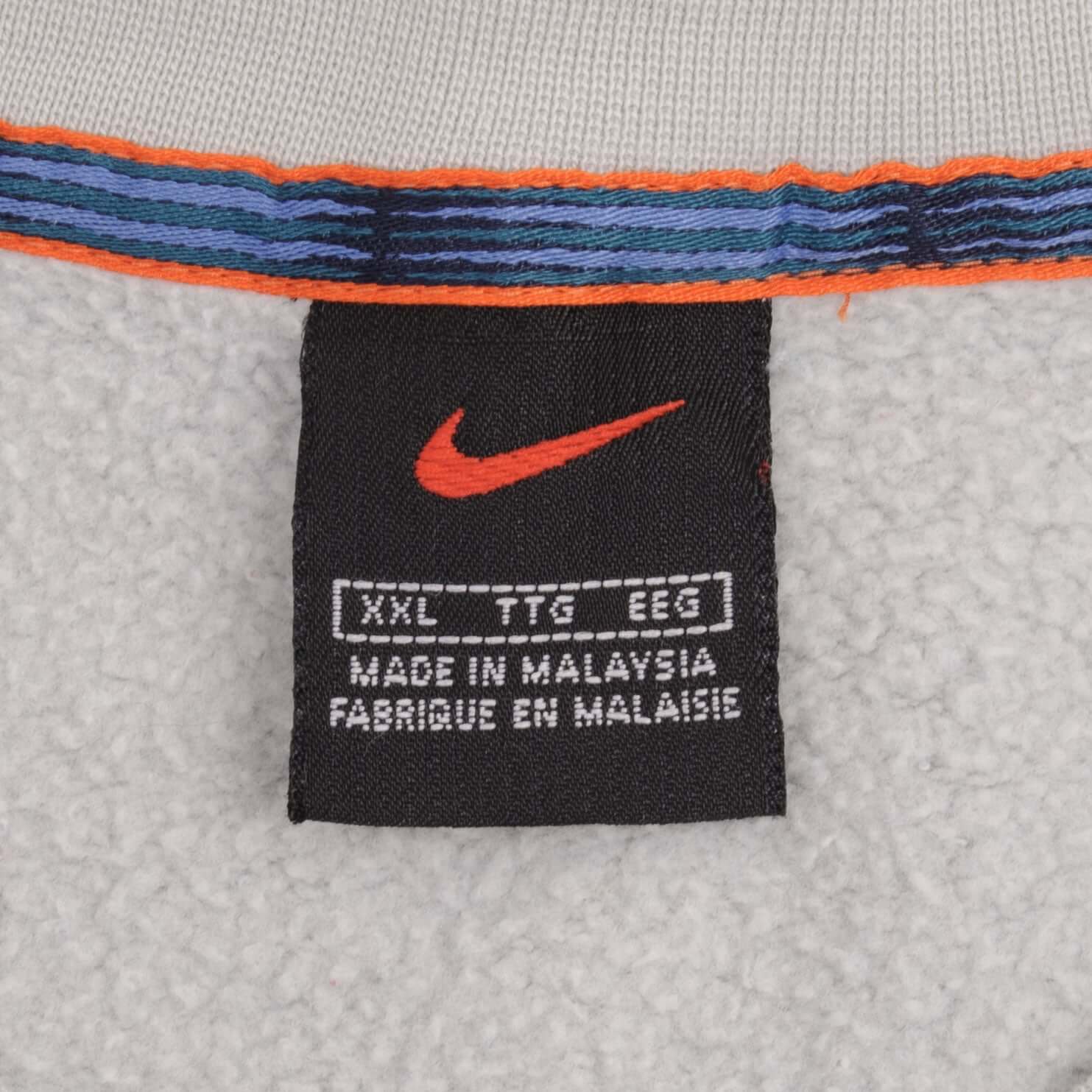 Vintage Nike Swoosh Embroidered Gray Sweatshirt 1990S Size 2XL