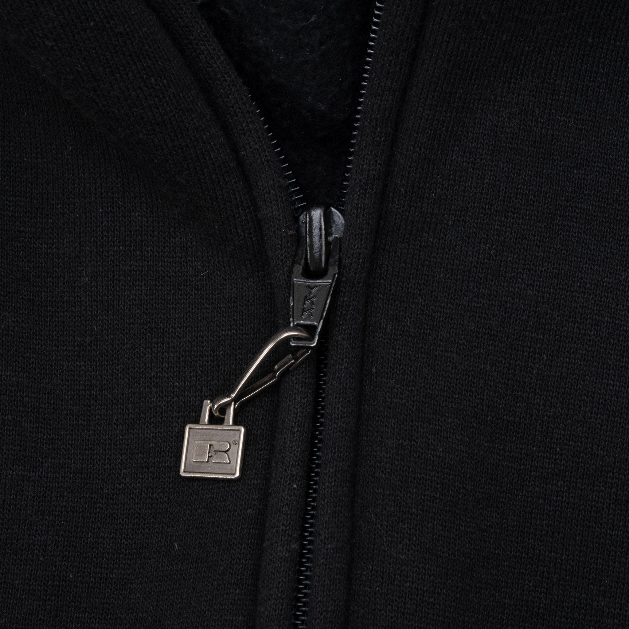 Vintage Russell Athletic Blank Black Full Zip Hoodie Sweatshirt 1990S Size Large Made In Usa