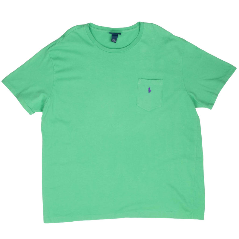 Vintage Polo Ralph Lauren Green Pocket Tee Shirt 1990S Size XL With Single Stitch Sleeves