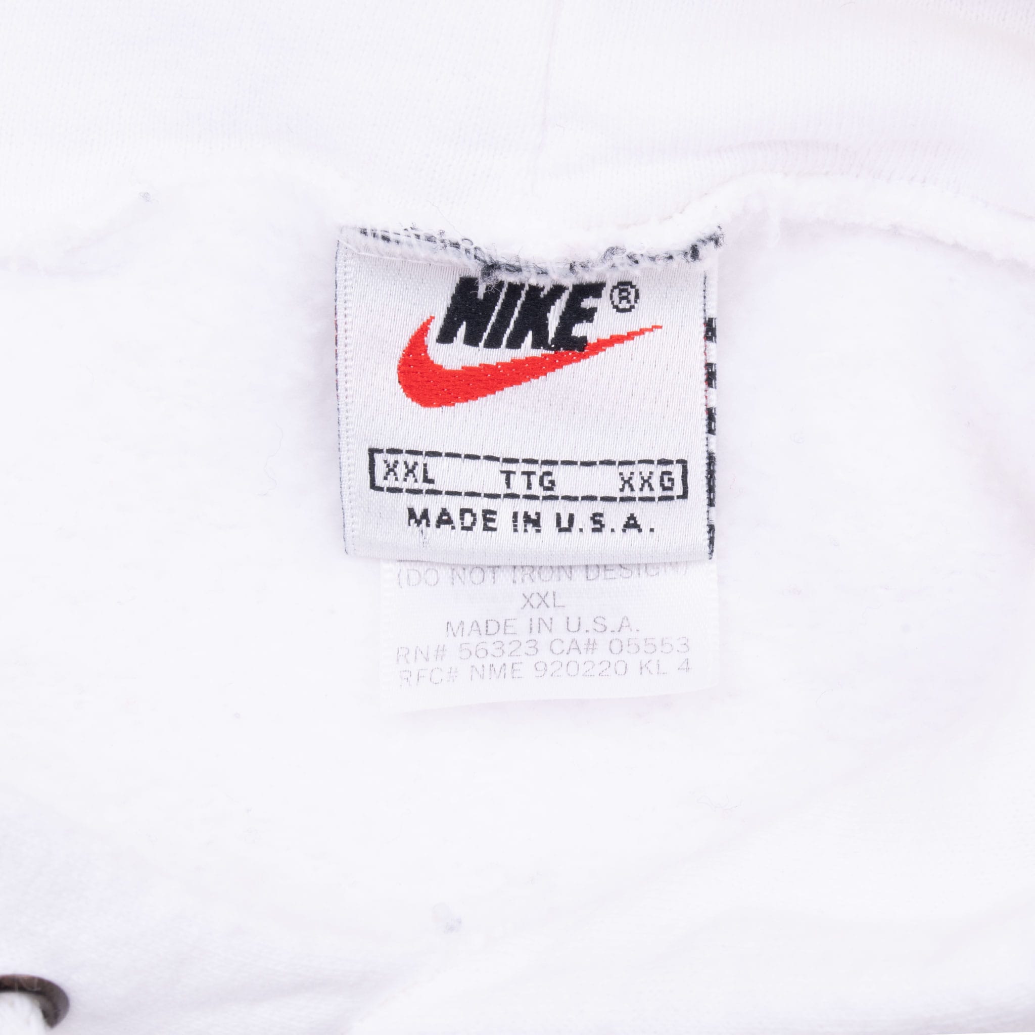 Vintage Nike Big Swoosh White Hoodie Sweatshirt 1990S Size 2Xl Made In Usa