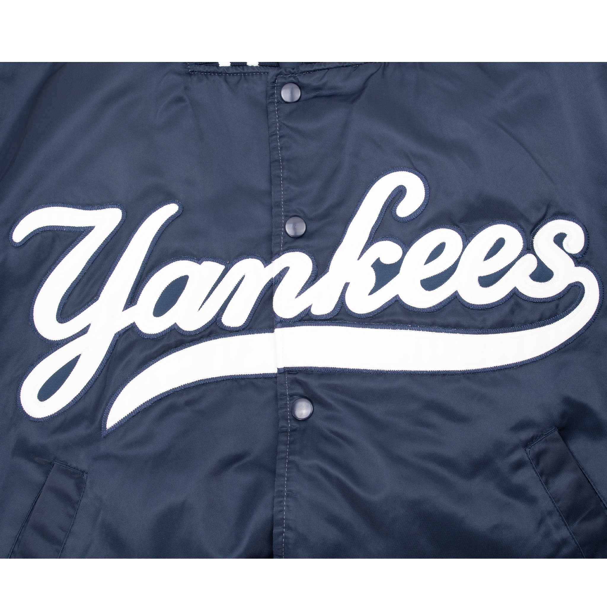 VINTAGE MLB NEW YORK YANKEES 1990S MAJESTIC BOMBER SATIN JACKET SMALL