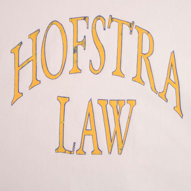 Vintage Champion Reverse Weave Hofstra Law White Sweatshirt 1980S Size XL Made In USA